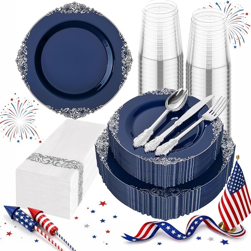 Elegant Disposable Plastic Plates Parties Weddings Holidays Picnic Supplies New