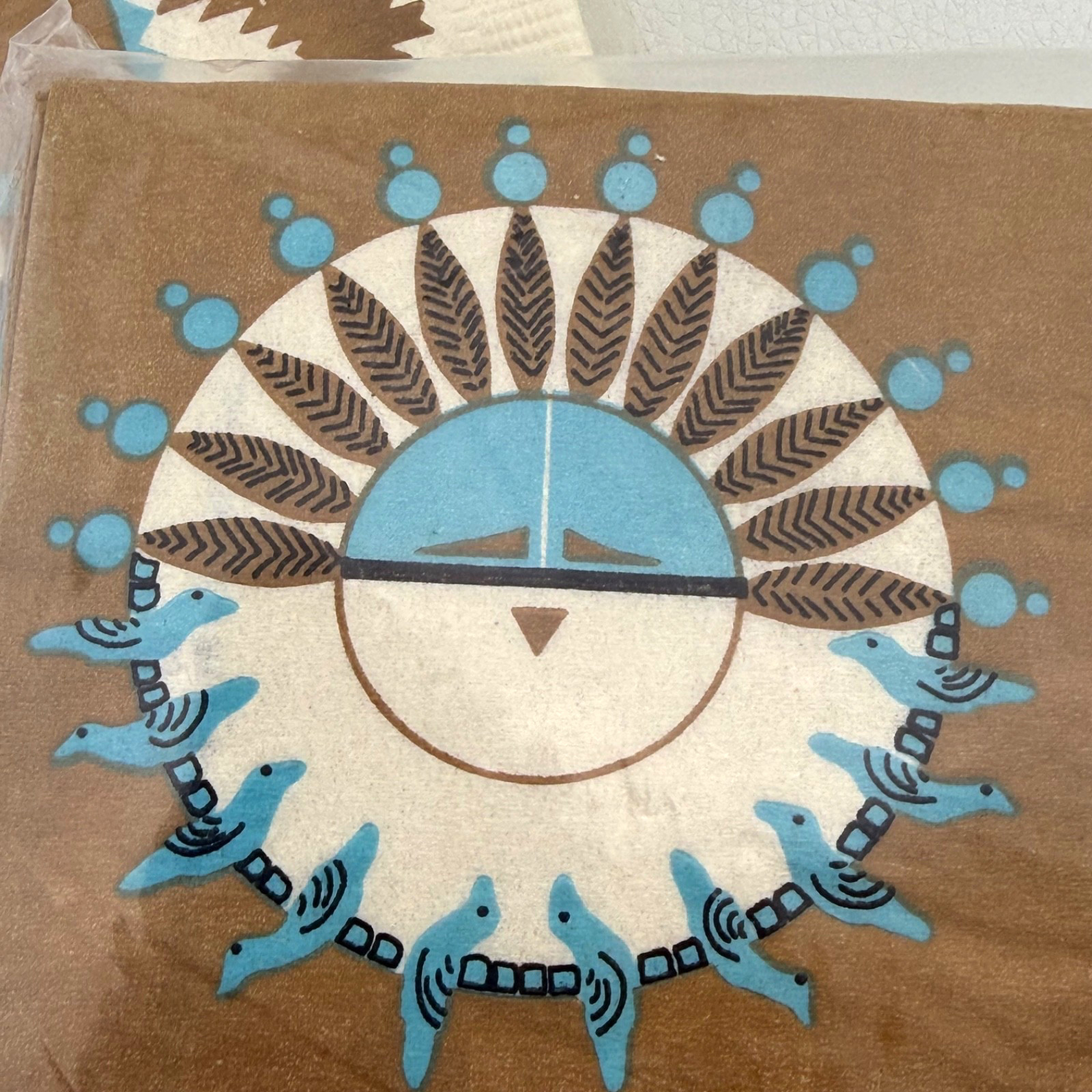 Vtg 2 Pkg Monogram California Napkins Southwest Native American Sun Sandpainting