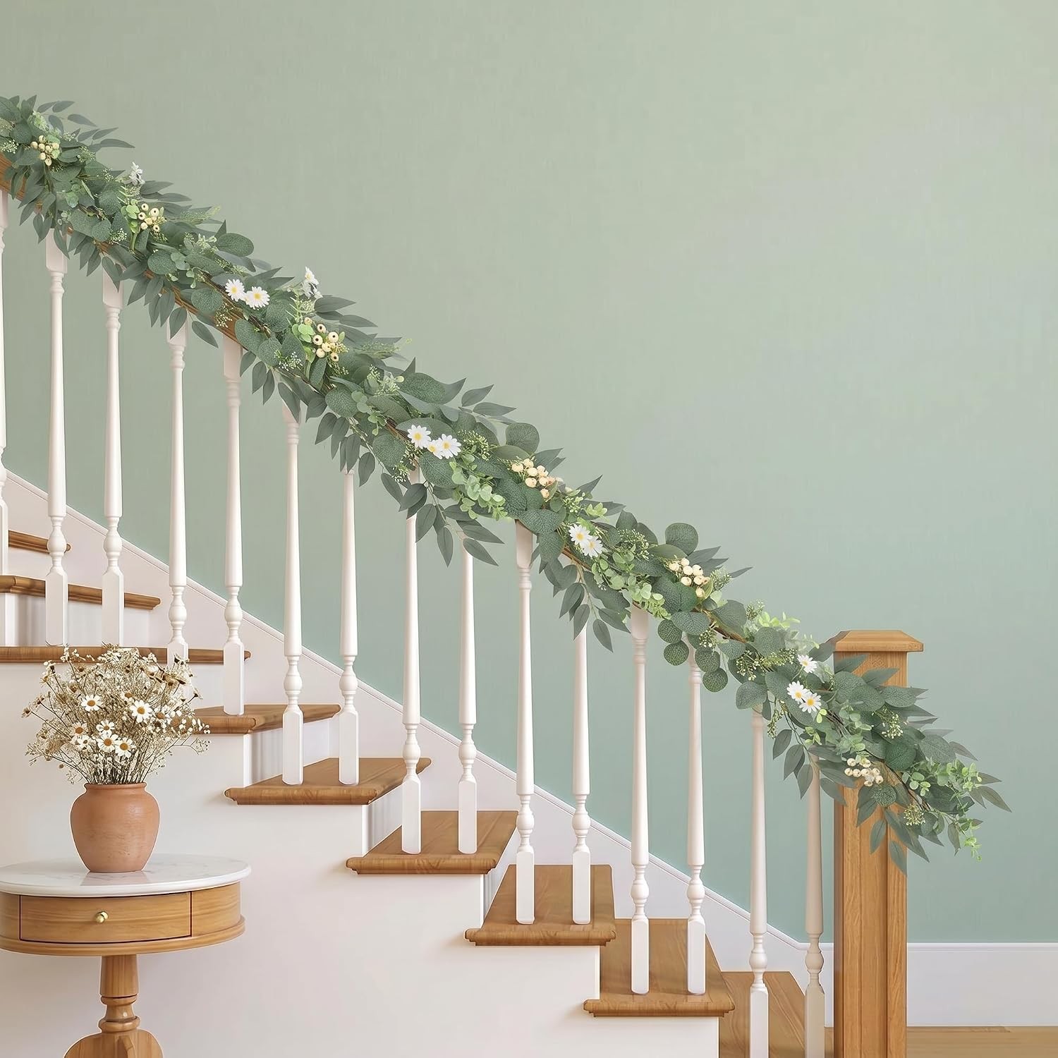 6 Ft 2 Packs Artificial Greenery Eucalyptus Garlands Faux Silver Dollar
