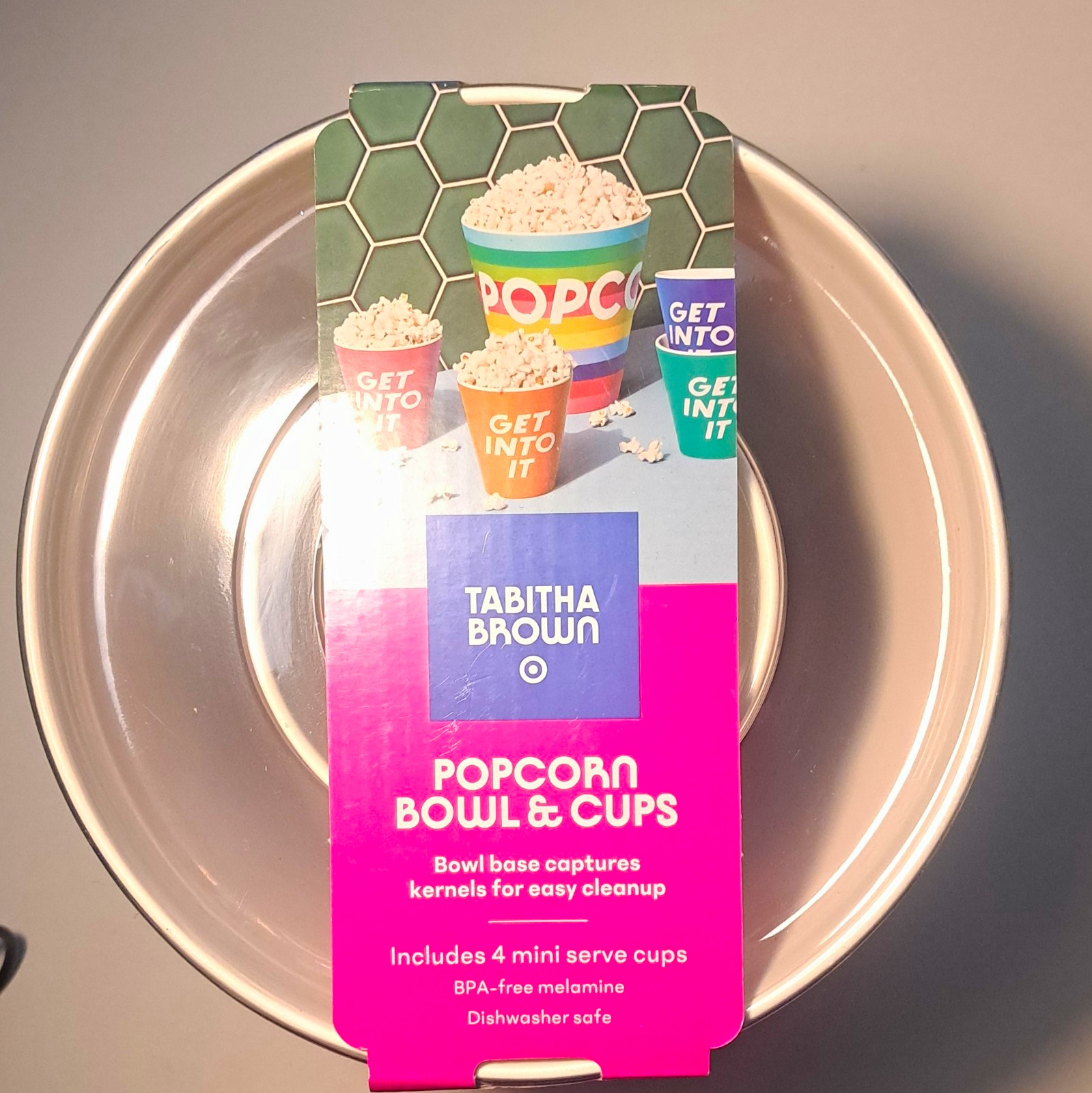 Tabitha Brown 5pc Popcorn Bowl & Cups Set BPA-Free Melamine Dishwasher Safe