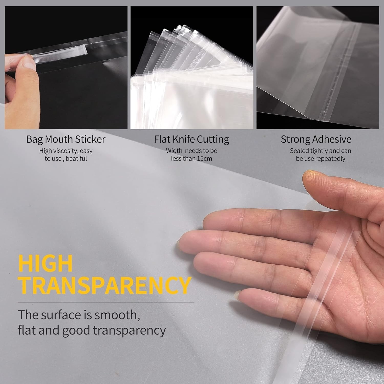 Clear Cellophane Self-Sealing Bags – 100 Pack for Cookies, Cards & More