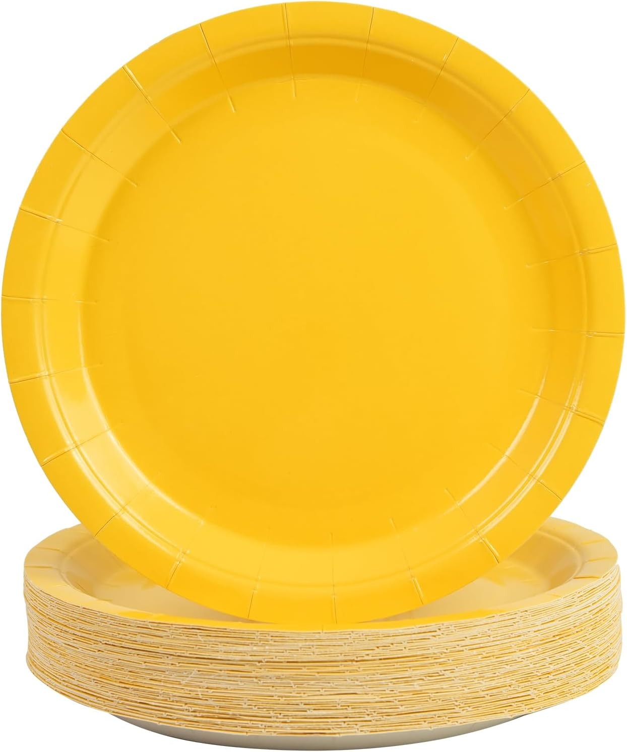 50PCS Solid Yellow Paper Plates – 9Inch Yellow Dinner Plate for Cake Salad Fruit