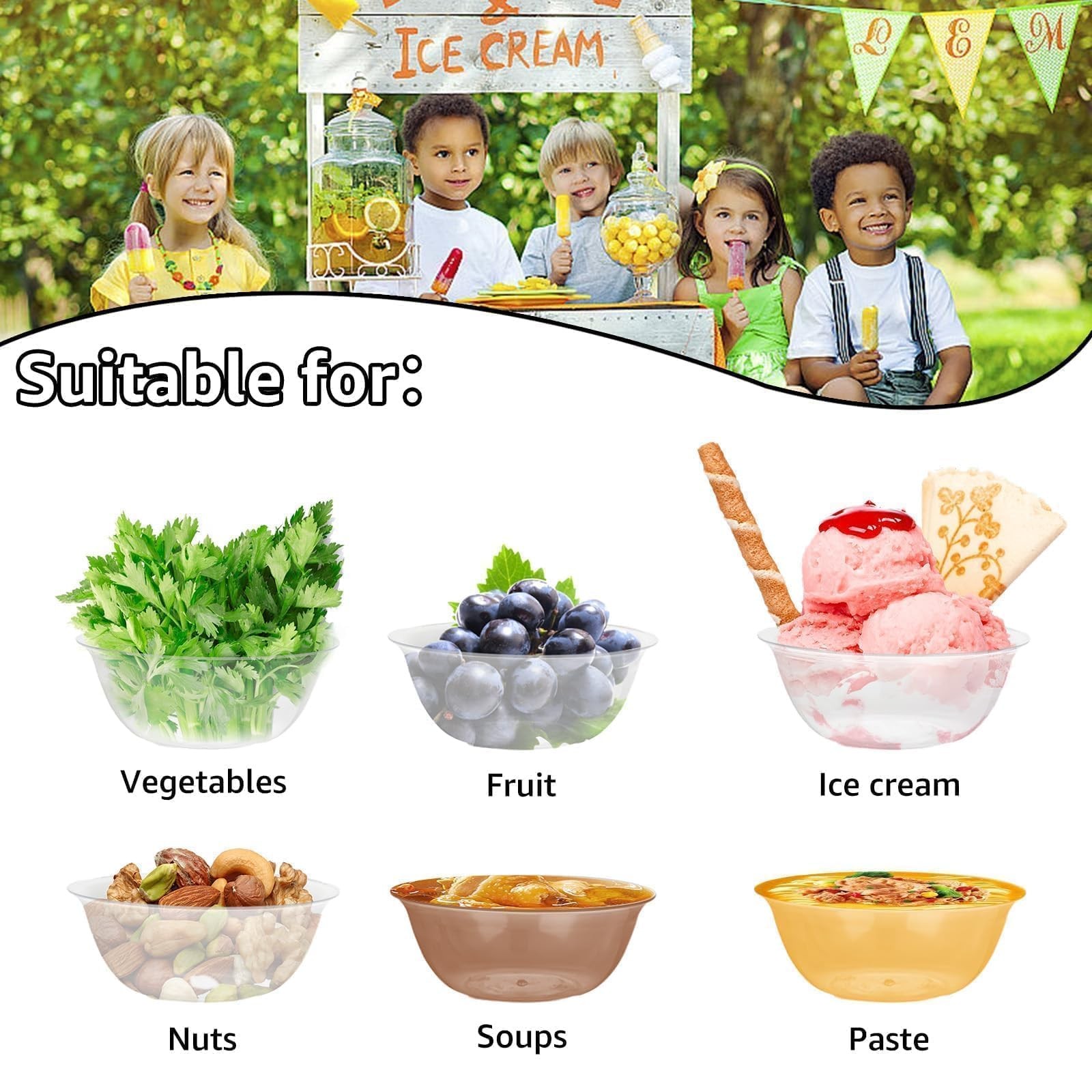 100 Pack Clear Plastic Bowls 10 OZ Clear Plastic salad bowls disposable Hard …