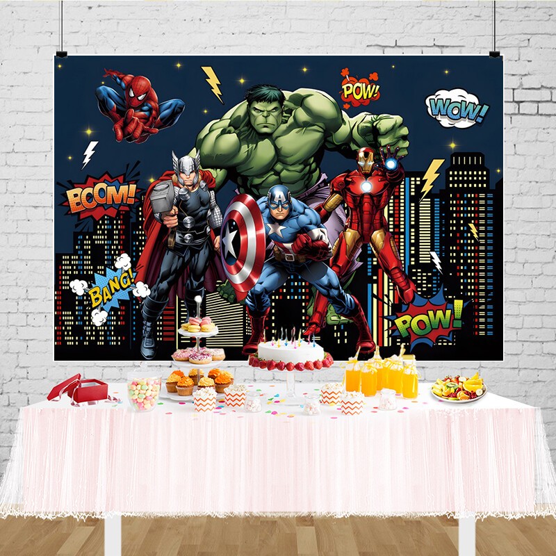 Superhero Avengers Backdrop Large Boys Birthday Party Photo Background Banner