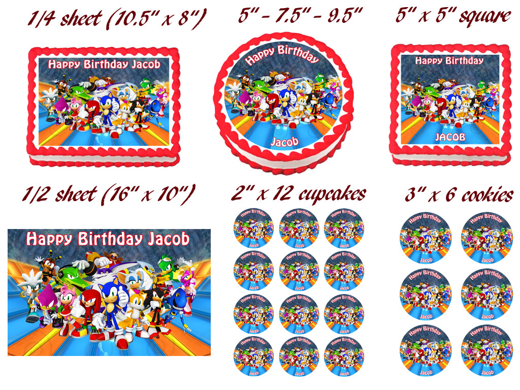 SONIC THE HEDGEHOG Party Edible Cake topper image decoration