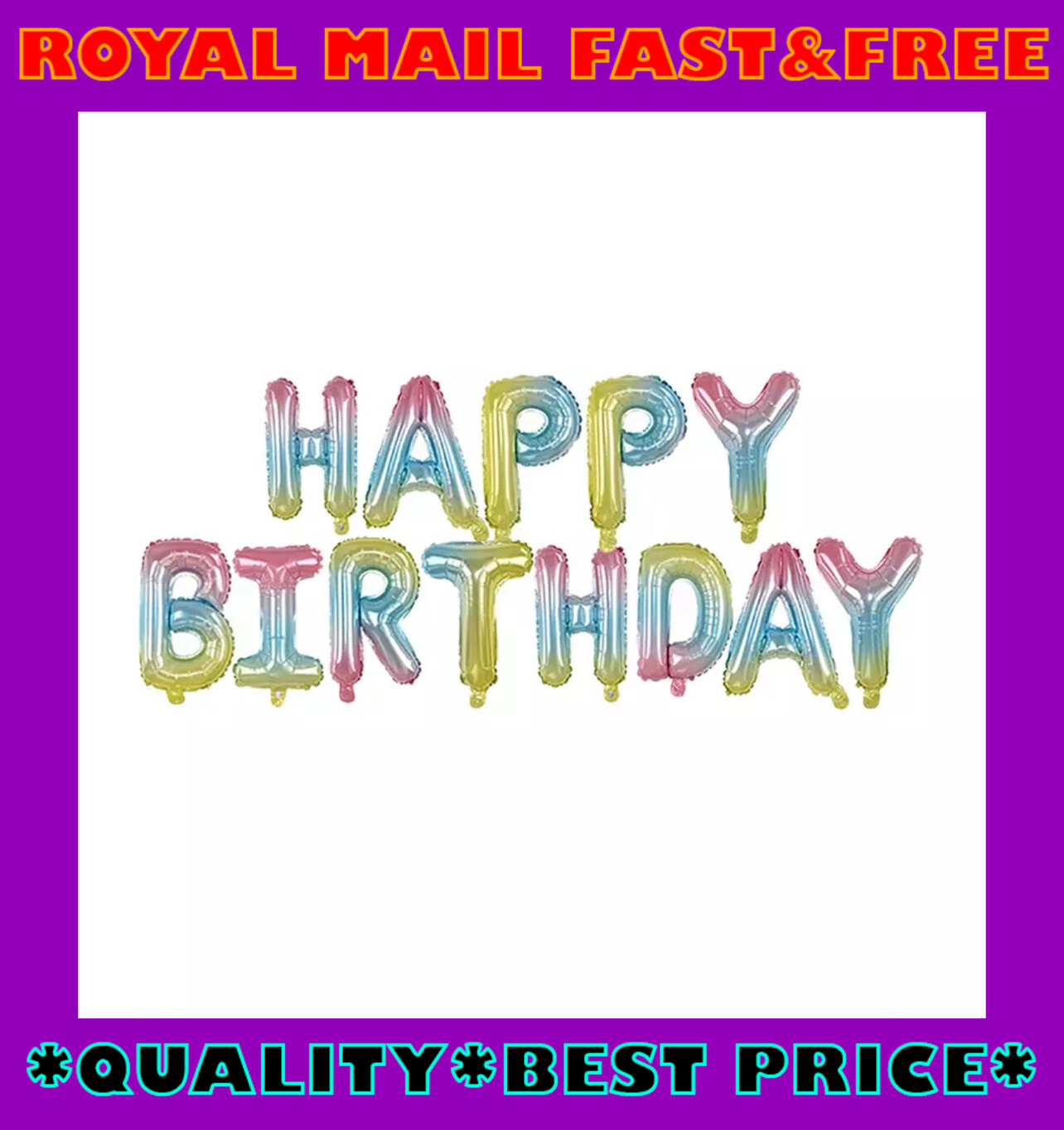 Happy Birthday Balloons Banner Bunting Letter Self Inflating Foil Balloon Party