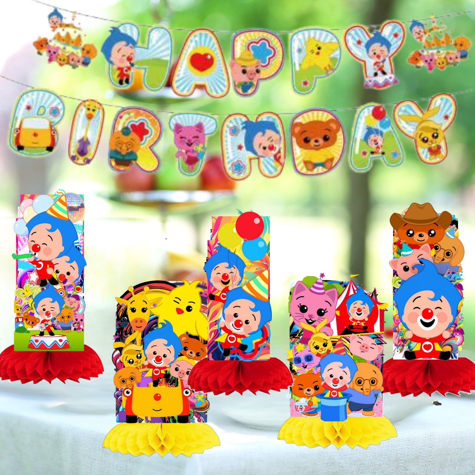 PLIM PLIM PARTY SUPPLIES DECORATION BALLOONS BANNER TABLE COVER THEME CAKE