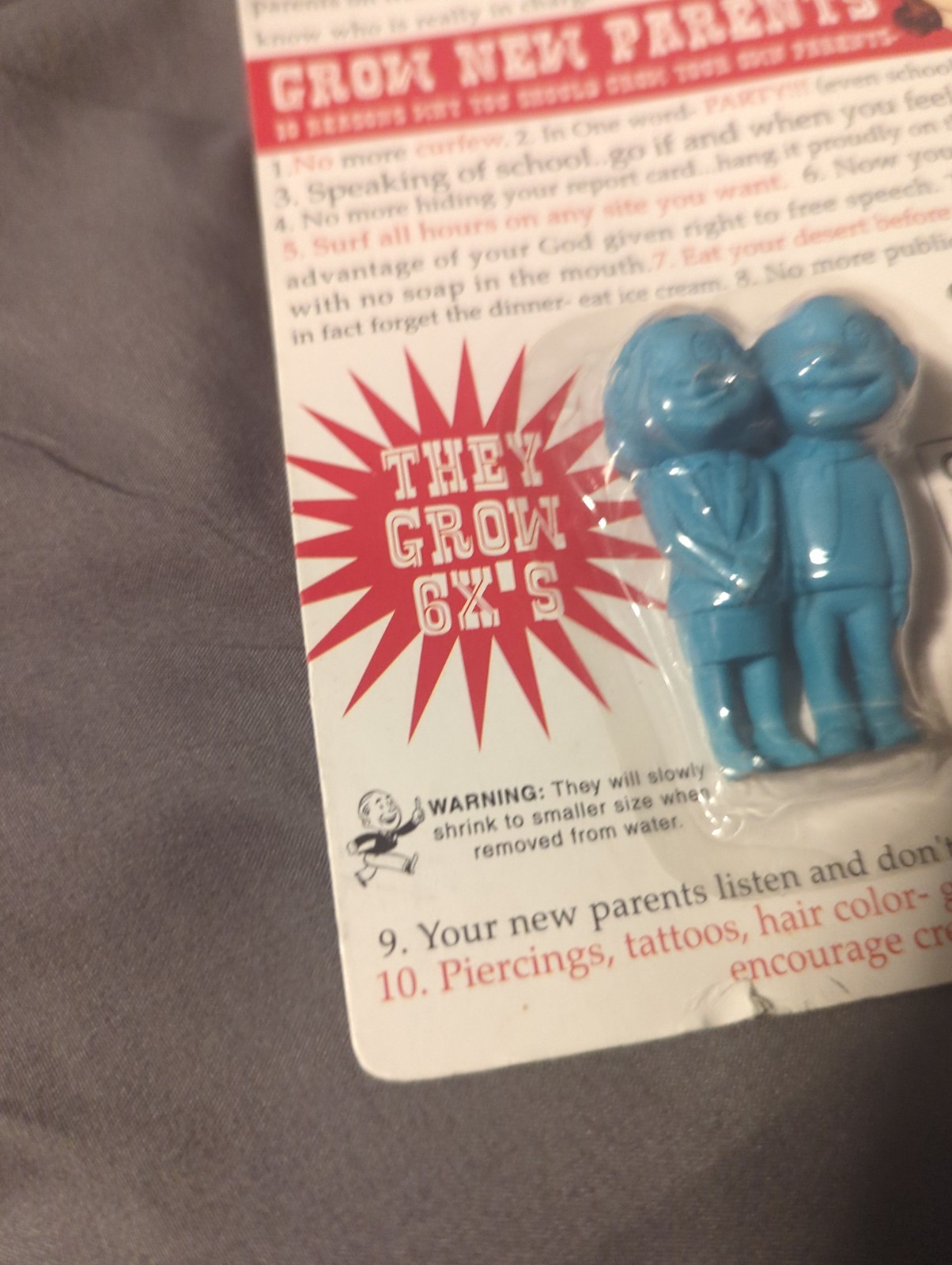 Grow New Parents Novelty Toy Gag Gift Add Water Grows 600% New Rare Collectible