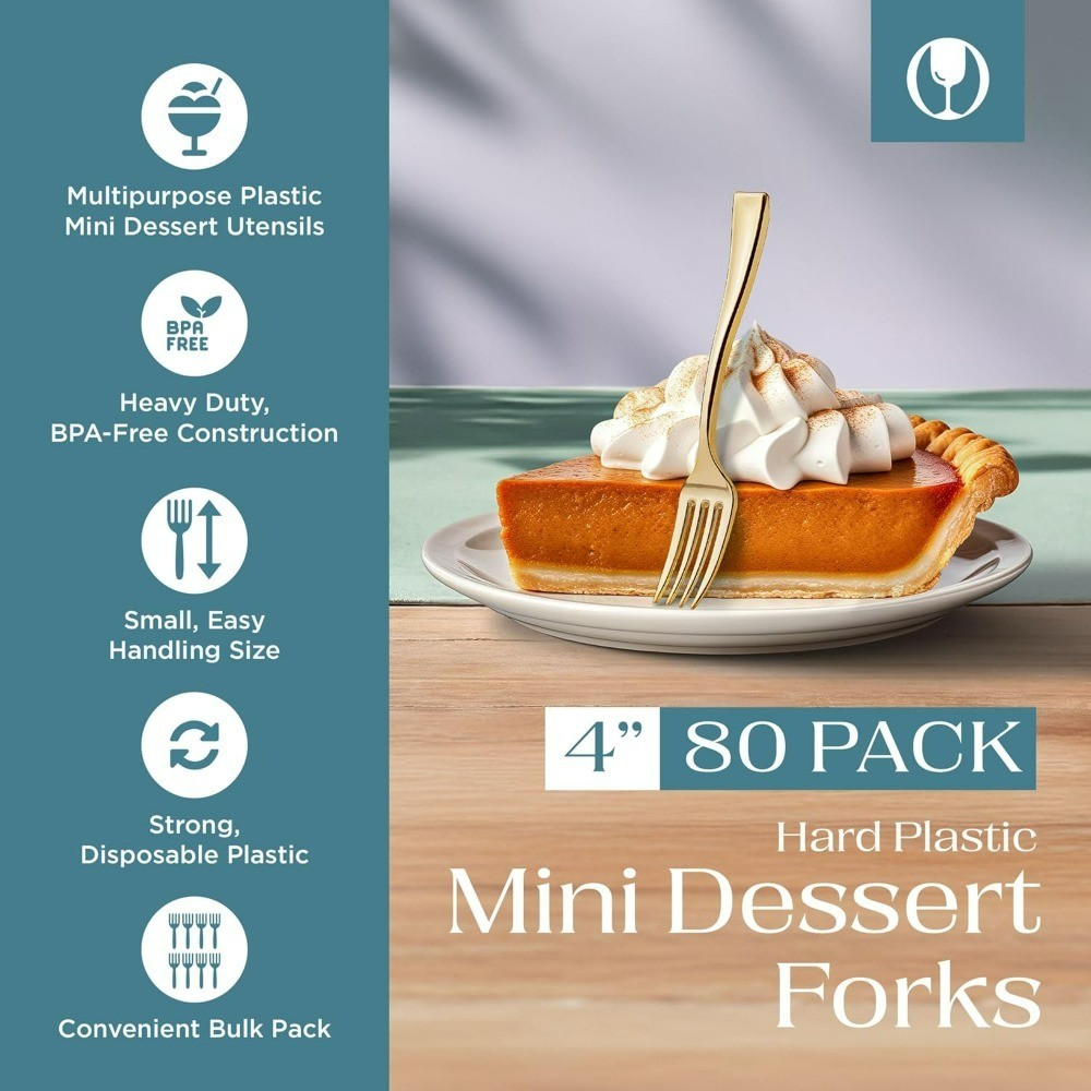 Disposable Gold Plastic Mini Forks 4 Inch Small Appetizer Dessert Taster Forks