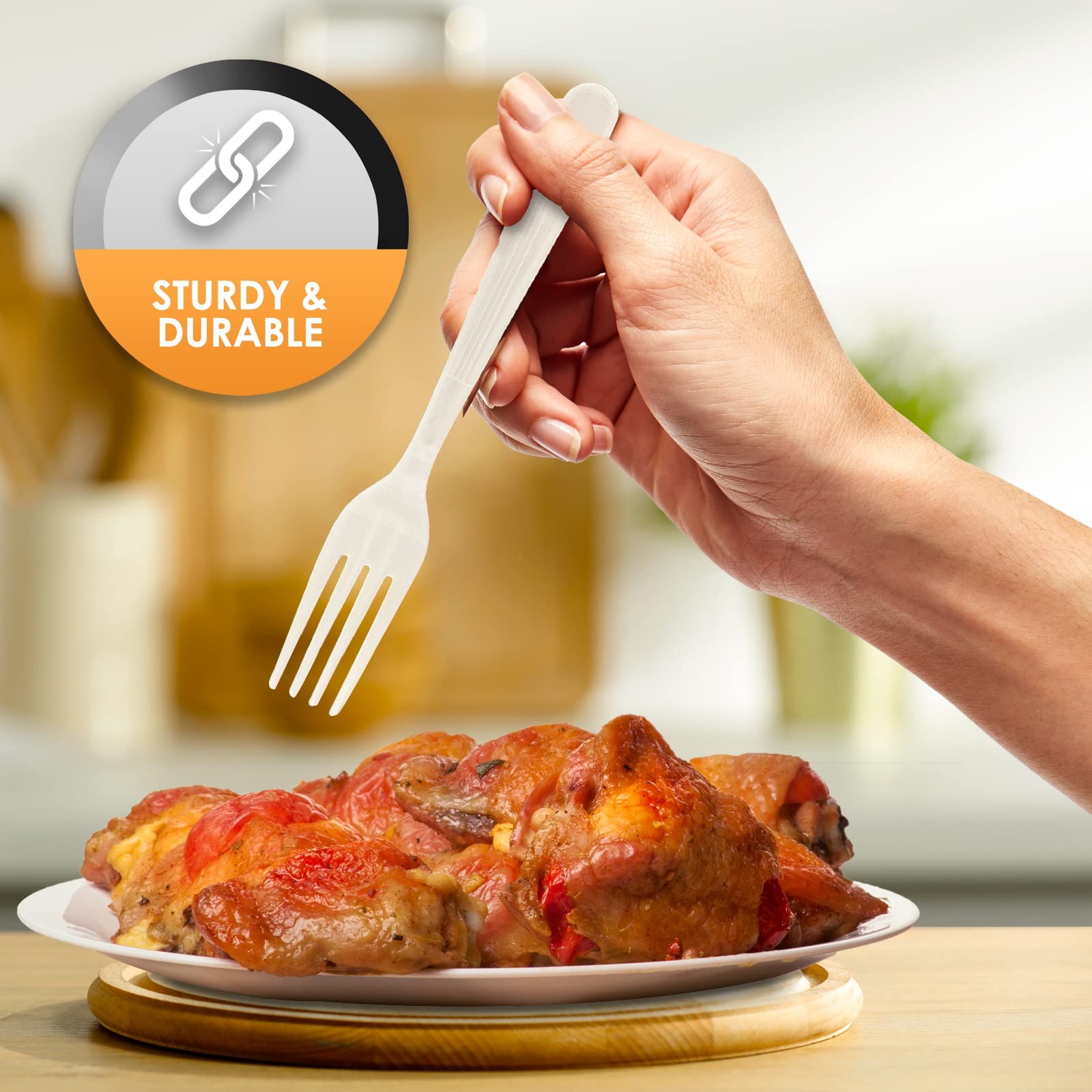 Pami 1000-Count Heavy-Duty Disposable Plastic Forks Bulk Pack For Parties