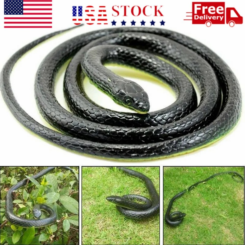 52″ Fake Realistic Snake Lifelike Scary Rubber Toy Prank Party Joke USA Gifts