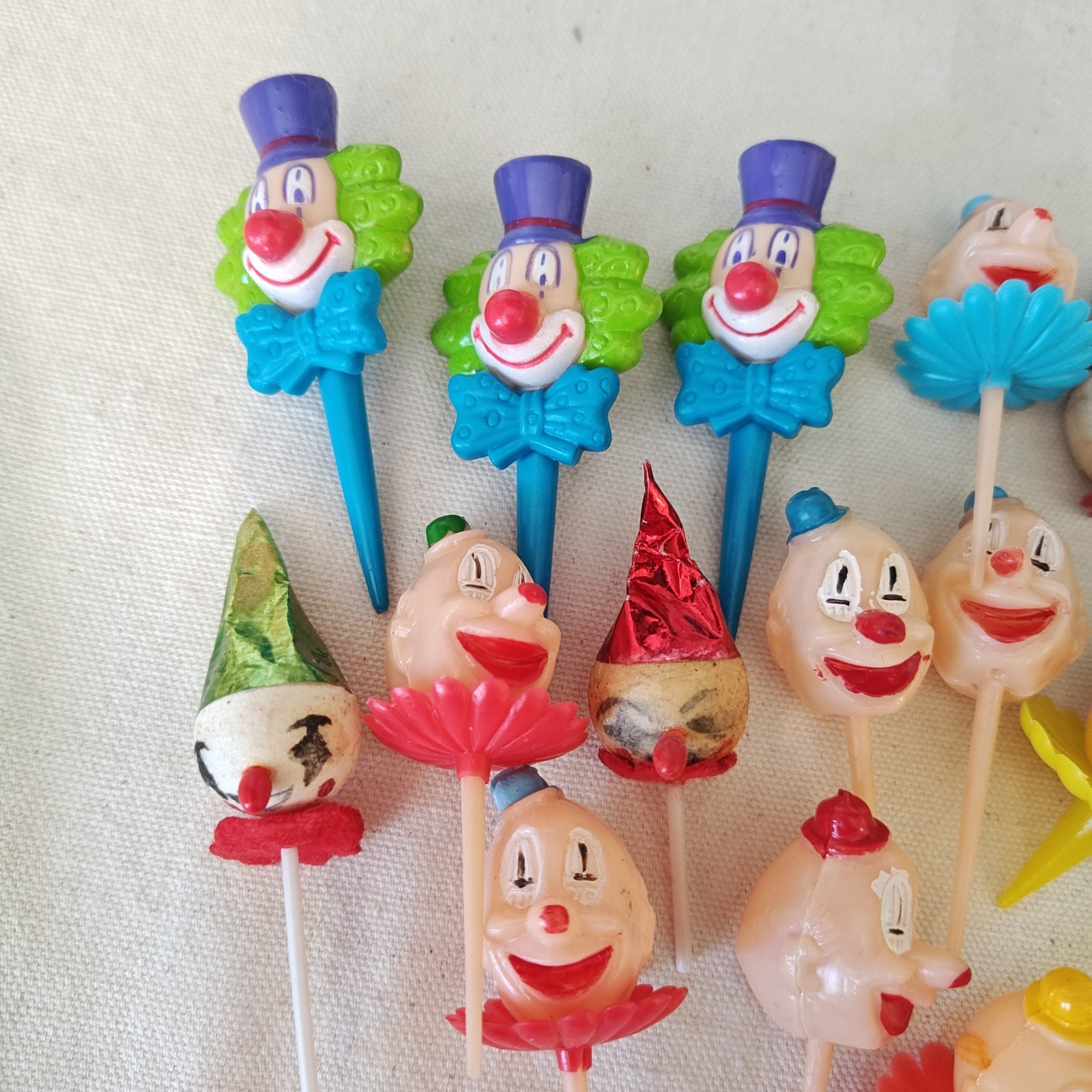 Vintage Clown Cupcake Cake Toppers Lot Picks Circus Birthday Party Decor