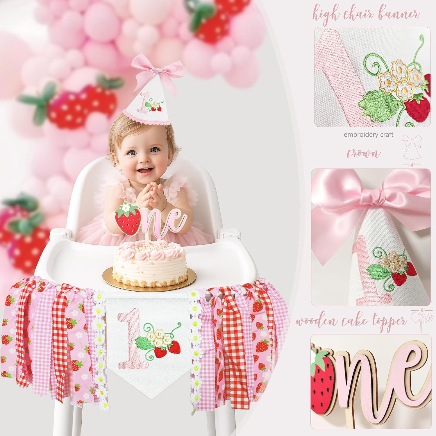 Berry First Birthday Decorations for Girls, Strawberry 1St Birthday Sweet One Pa