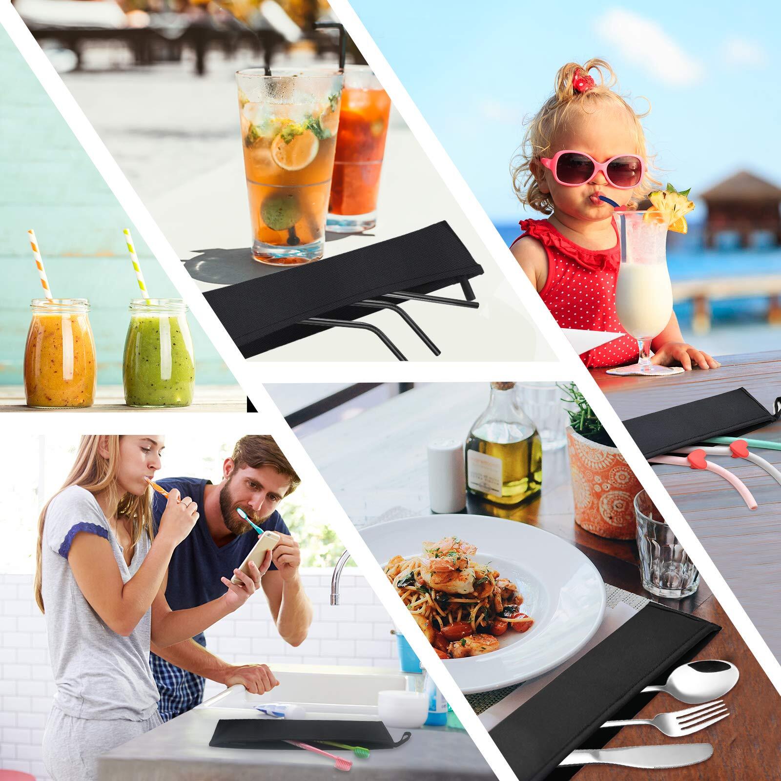 Reusable Straws Pouch Carrying Case For Metal Straws Paper Straw Plastic Straws