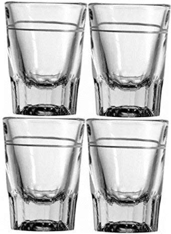 2 oz Heavy Shot Glass with Line (Pack of 4) 2 Ounces, Clear