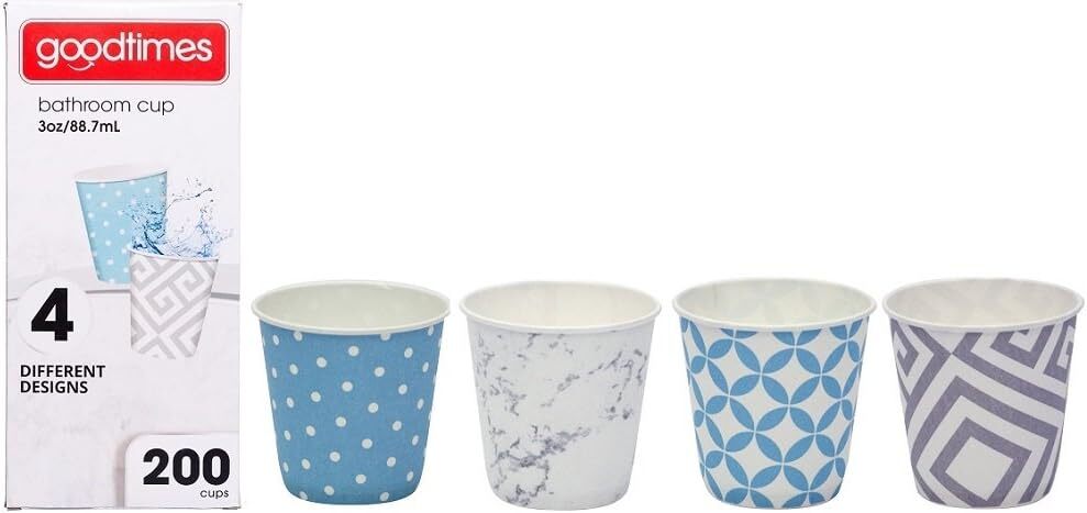 Goodtimes Paper Bathroom Cups, 3 oz 200 ea, Assorted designs (1 Contemporary)