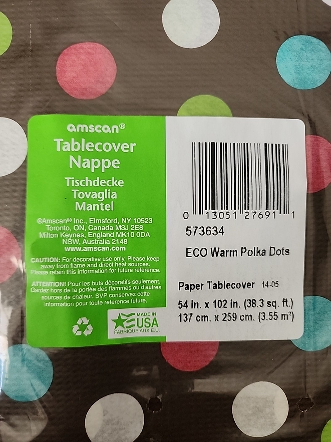 Eco Party Warm Polka Dots Party Pack Napkins Tablecover Plates Any Occasion