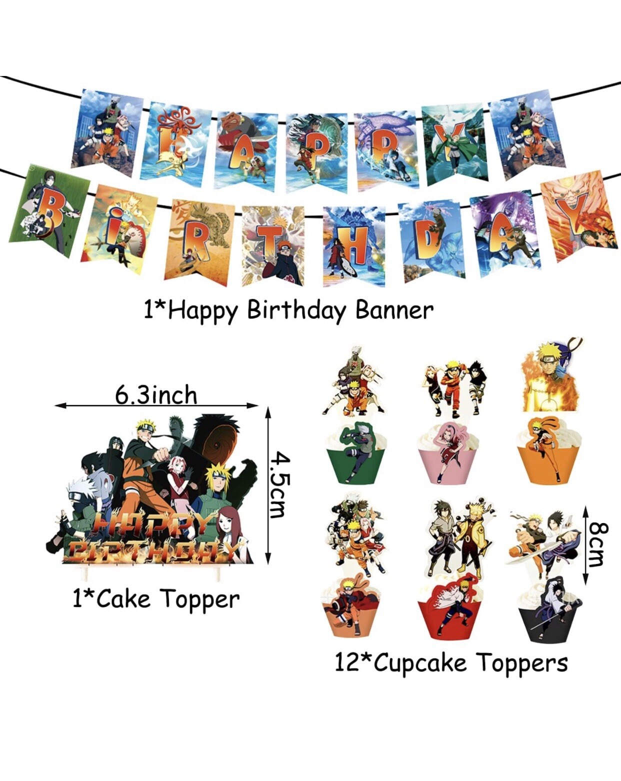 Hot🔥 Anime Naruto Shippuden Theme Birthday Party Decorate Supplies Set US Stock