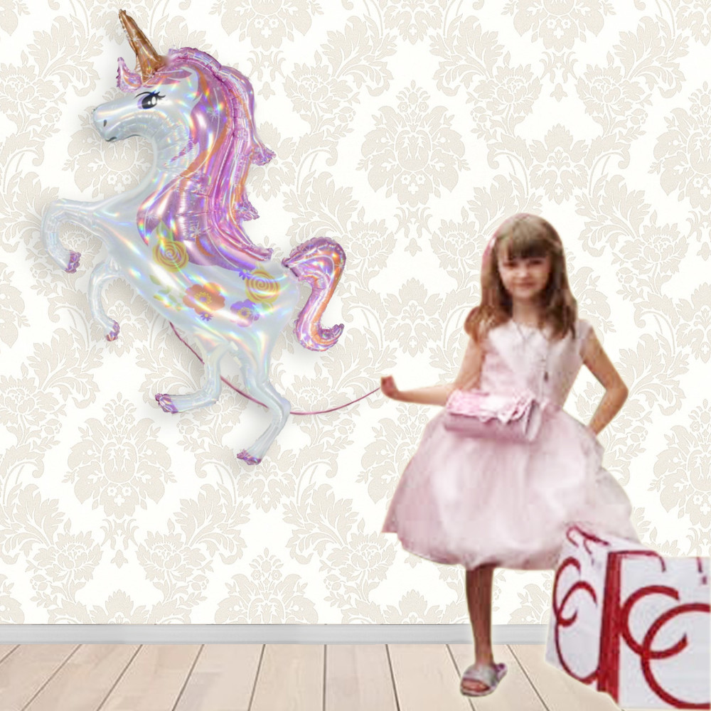 47″ GIANT: LASER STANDING UNICORN PEGASUS FOIL BALLOON,BIRTHDAY PARTY DECORATION