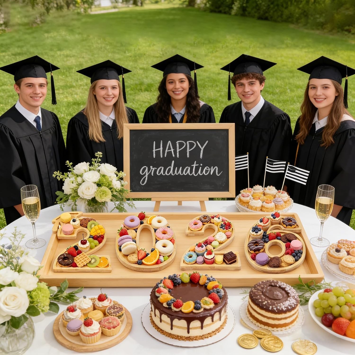 Graduation Number Charcuterie Boards Food Tray Plate Decorations for Parties