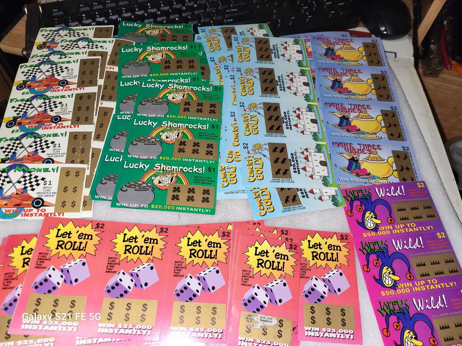 Lot of 102 Fake Phony Winning Lottery Tickets