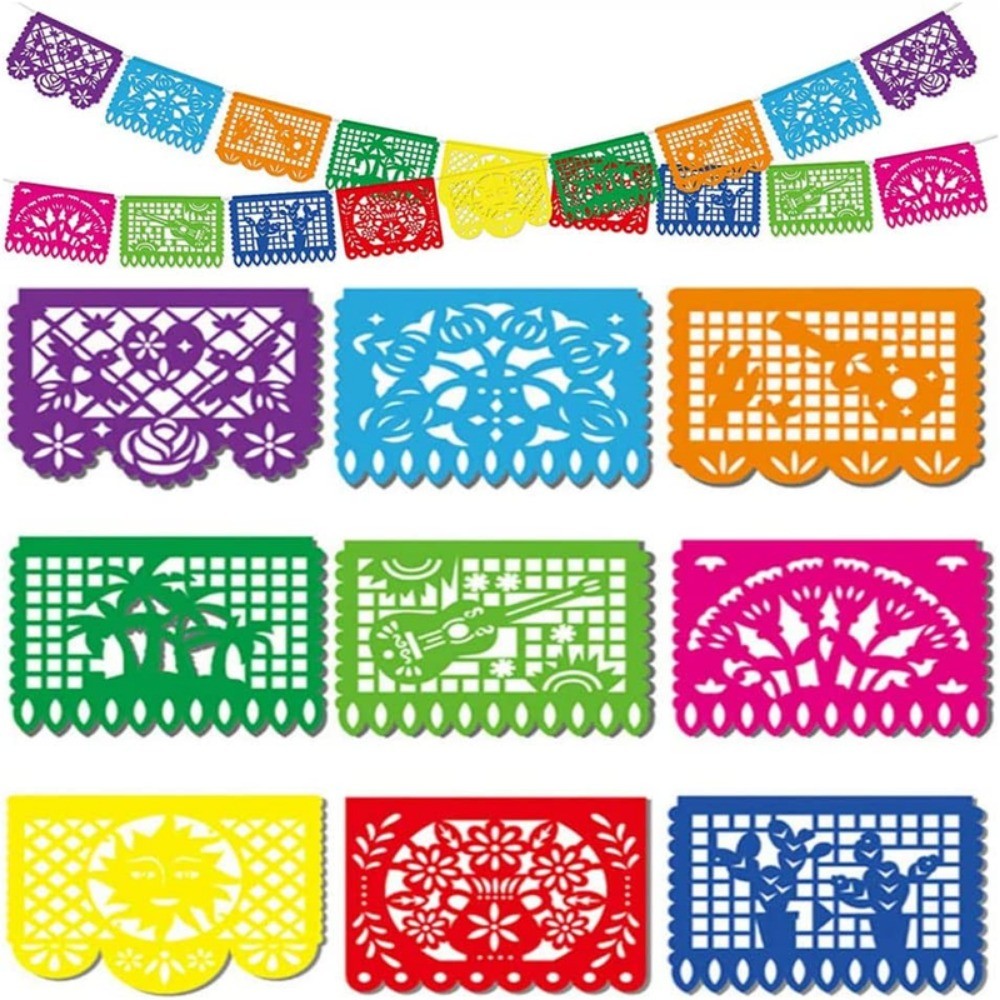 6Pack Fiesta Banner 108FT Cinco De Mayo Party Decorations 9 Plastic Papel Picado