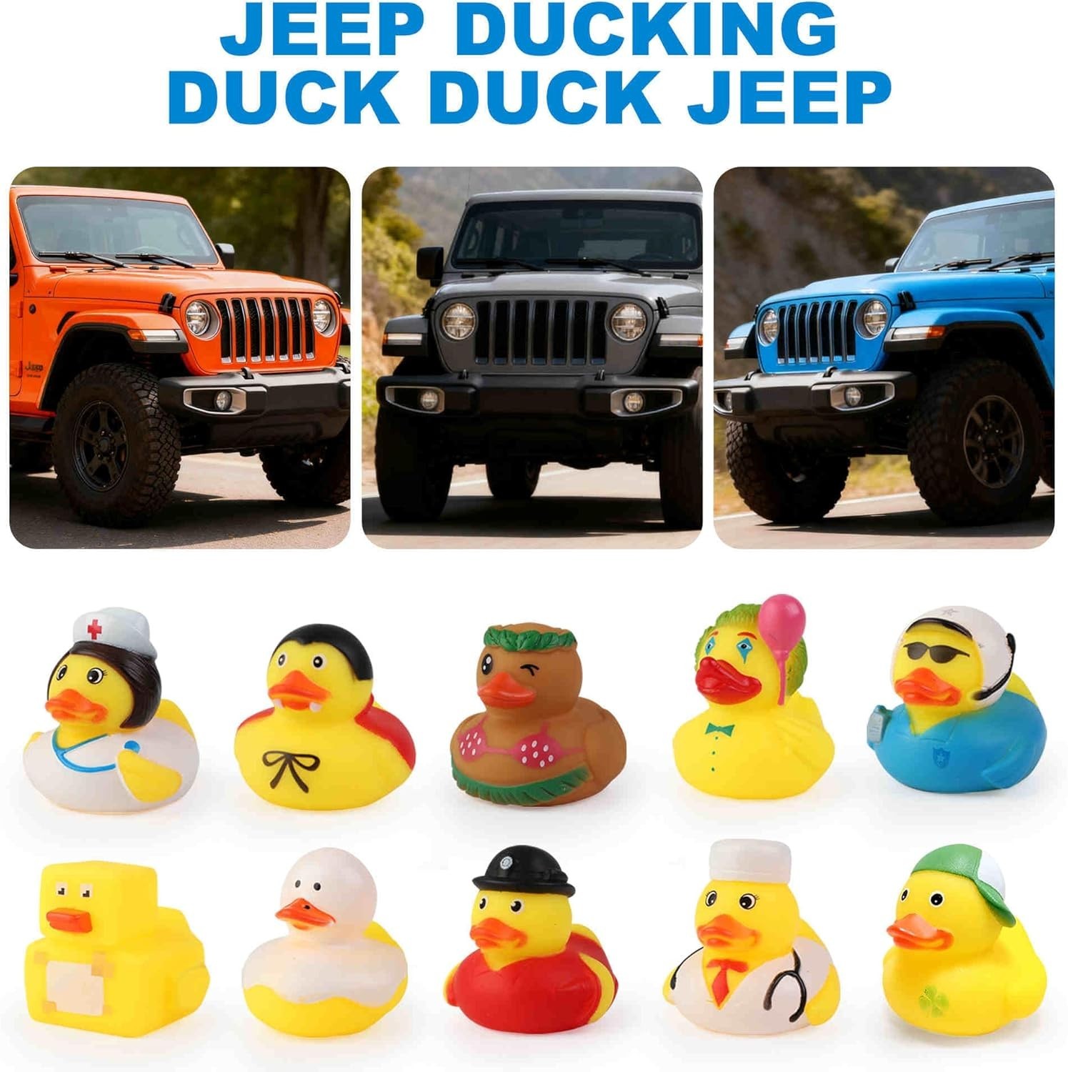 100-Pack Rubber Ducks in Bulk,Assortment Duckies for Jeep Ducking Floater Duck