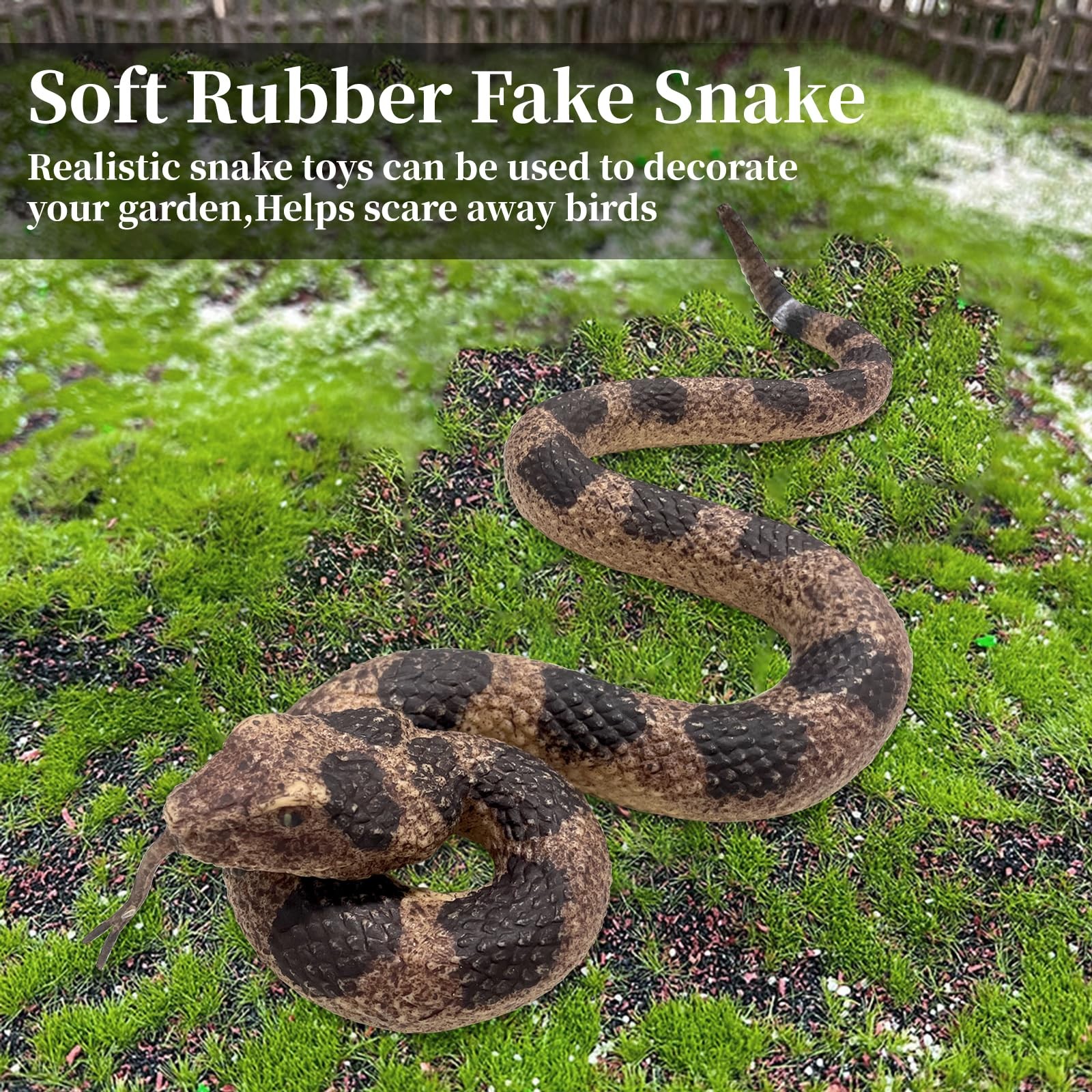 Realistic Fake Snakes Toy Soft Rubber Snake Realistic Keep Birds and Squirrels