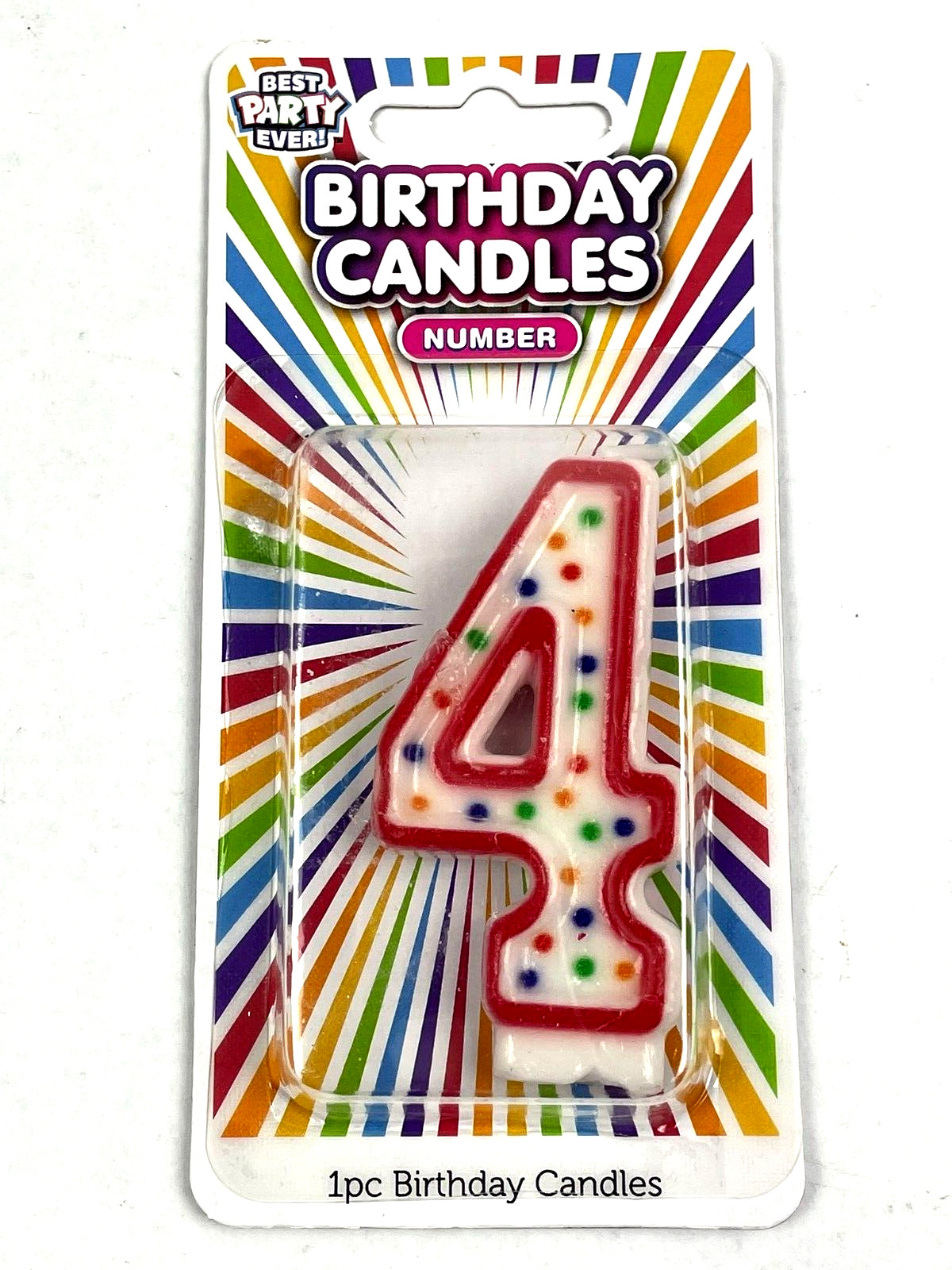 Birthday Party Candle Number 0-9 Multi Colored Candles Polka Numbers Celebration