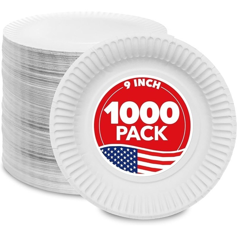 Disposable Paper Plates Set Easy Cleanup Round Plates Parties Family Gatherings