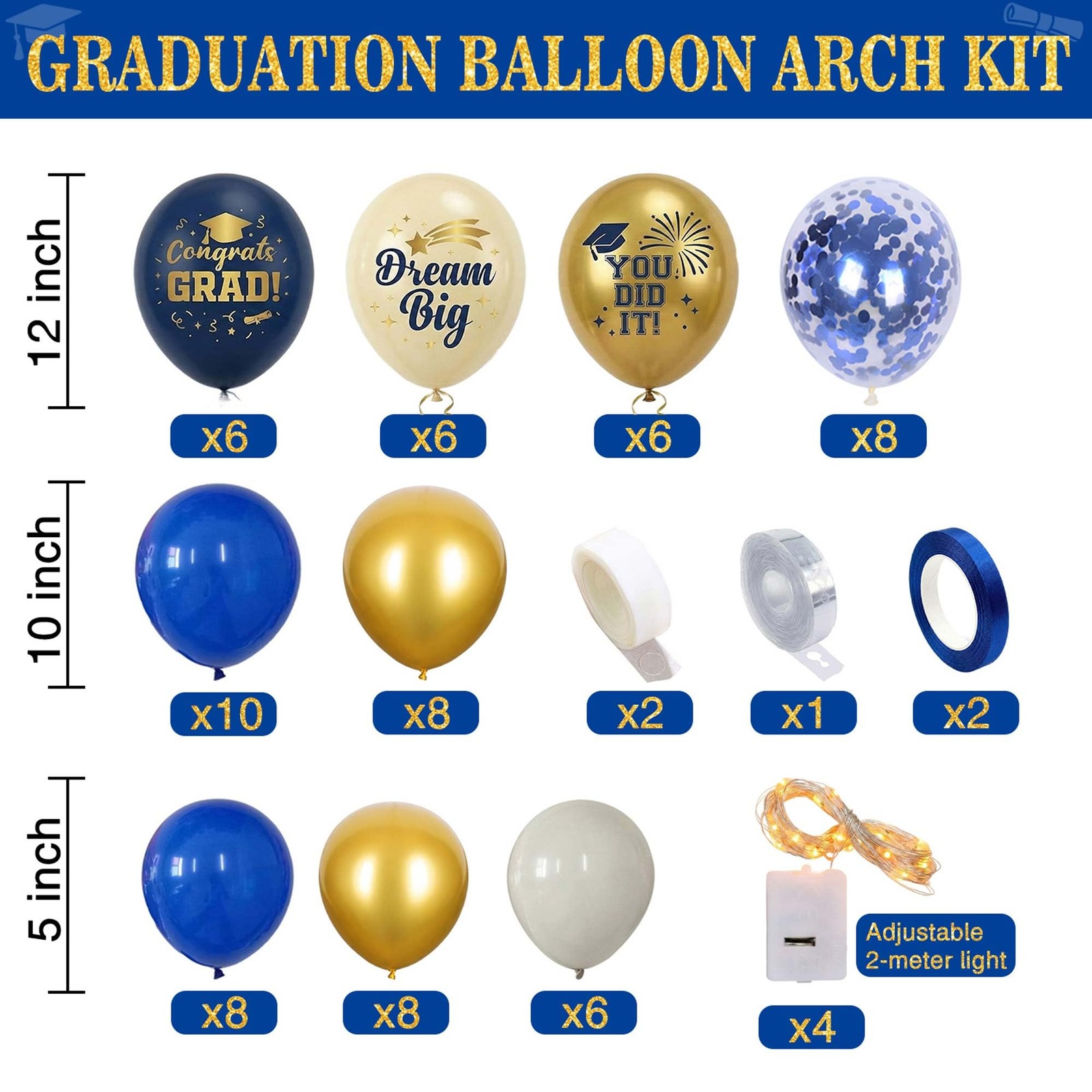 Graduation Decorations Class of 2026 Navy Blue and Gold Balloon Boxes for Hig…