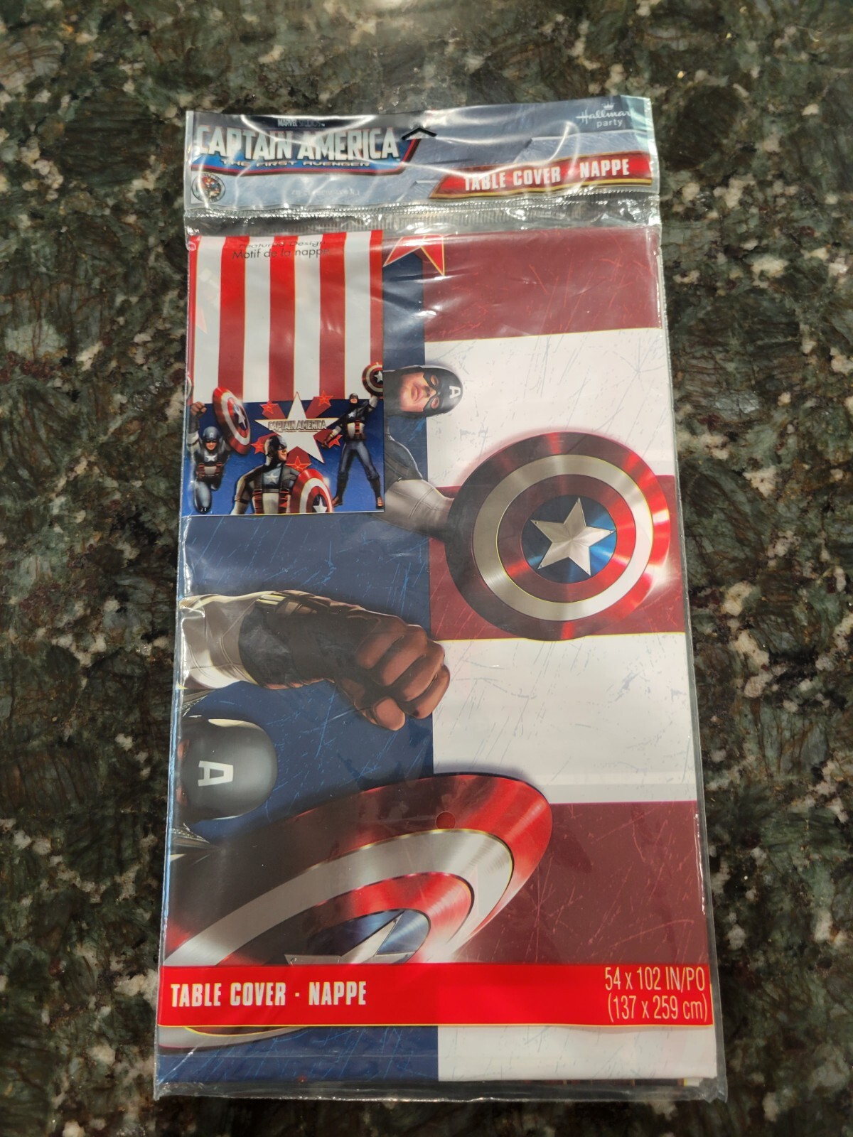 Marvel Captain America Vinyl Table Cover, 54″ X 102″ 1st avenger 2011- NEW SEAL