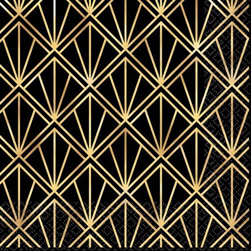16 GLITZ AND GLAM LUNCH NAPKINS PARTY TABLE DECORATION ART DECO GATSBY 20’S NYE