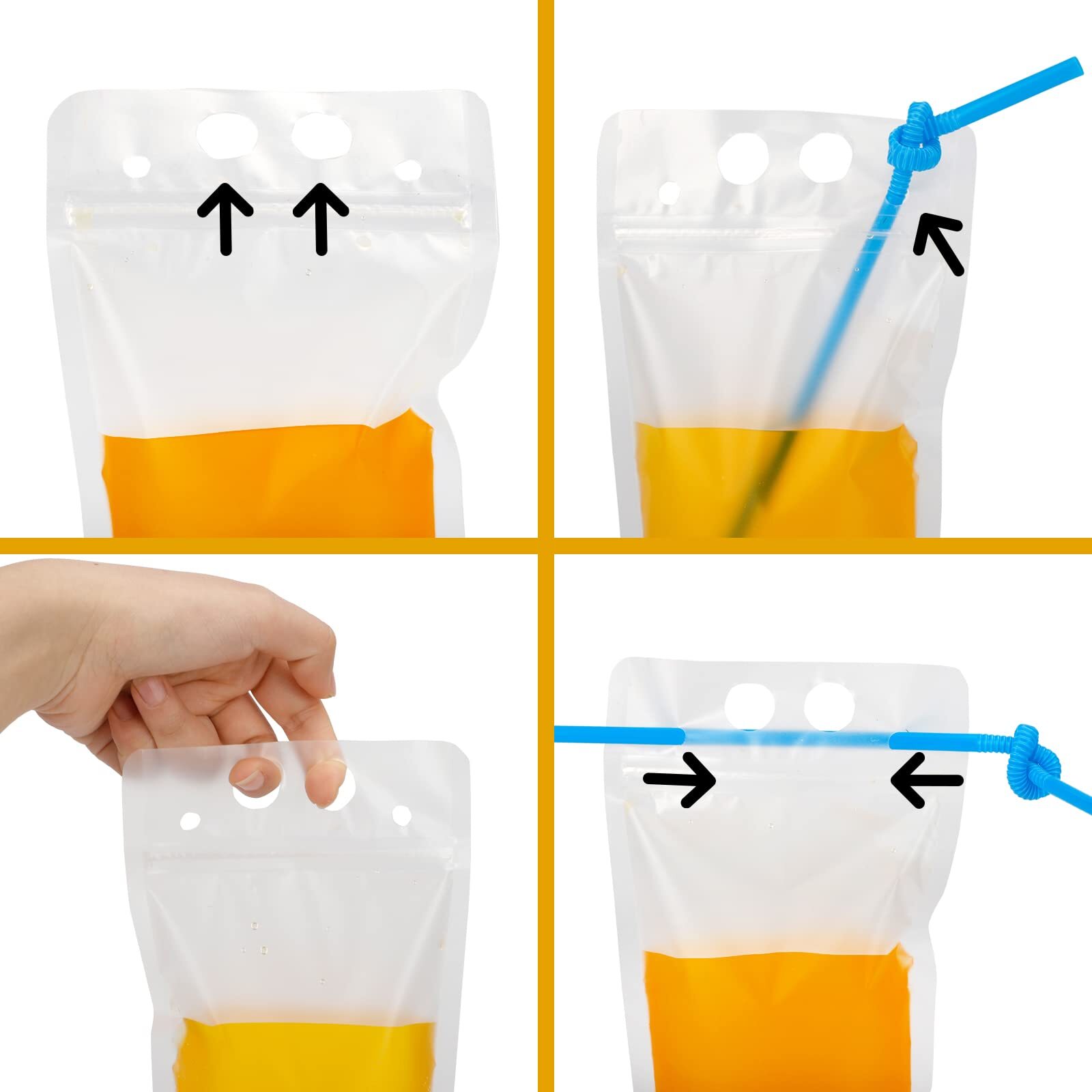 200pcs Drink Pouches Drink Pouches With 200 Straws Juice Pouches Smoothie Pouche