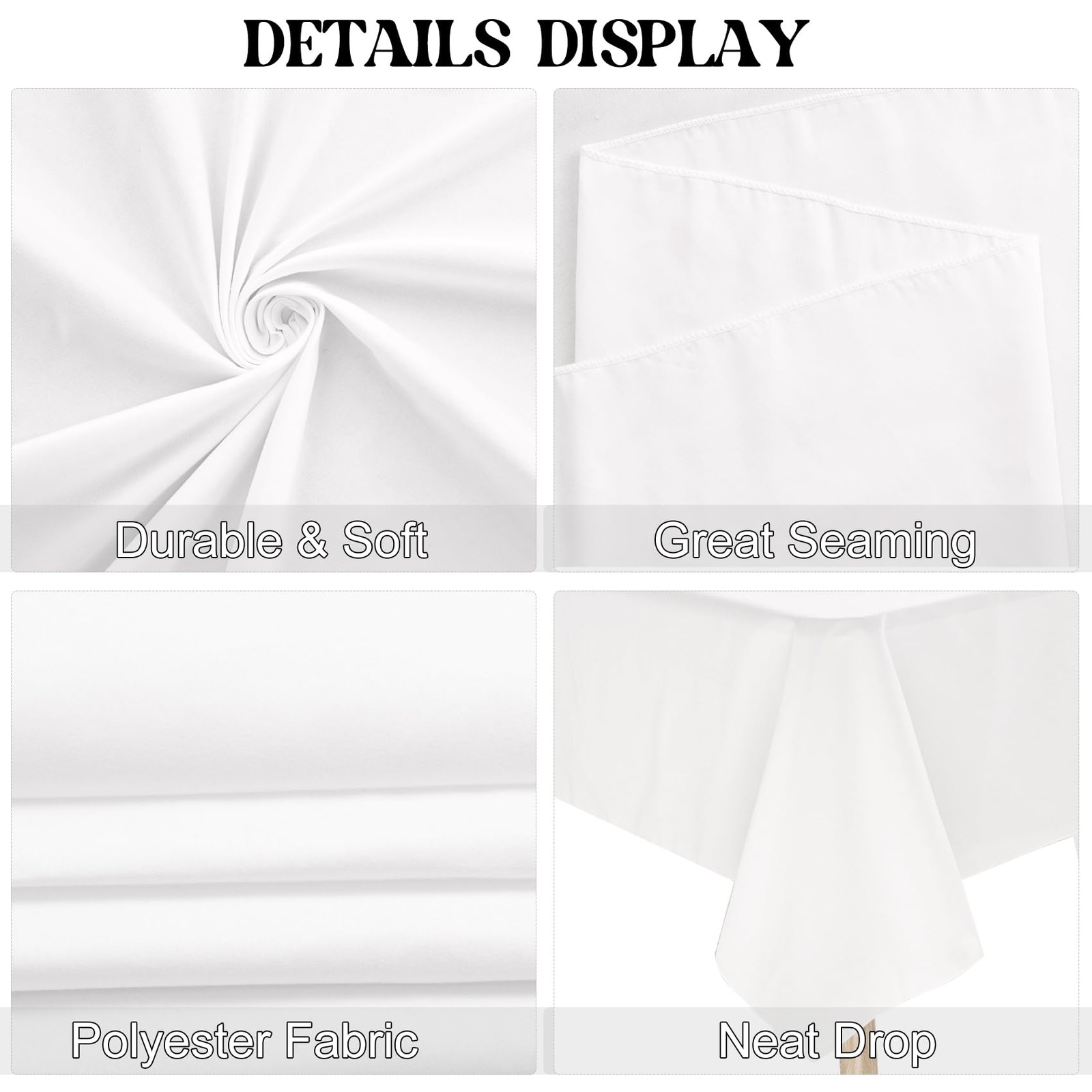 JALANCY 6 Pack Rectangle White Table Cloth Bulk Washable Polyester Table Cover f