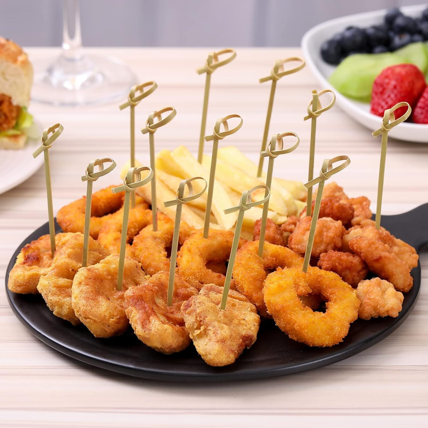 200 PCS Cocktail Picks, 4.7 Inch Toothpicks for Appetizers, Natural Bamboo Knot