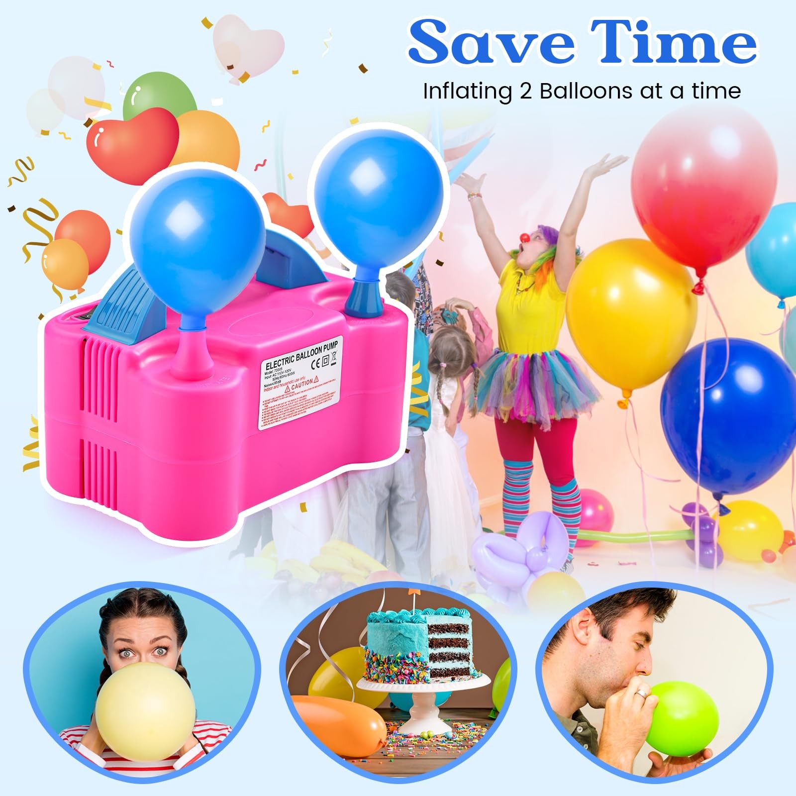 Balloon Pump Electric, Portable Automatic Dual Nozzle Inflator 110V 600W with…