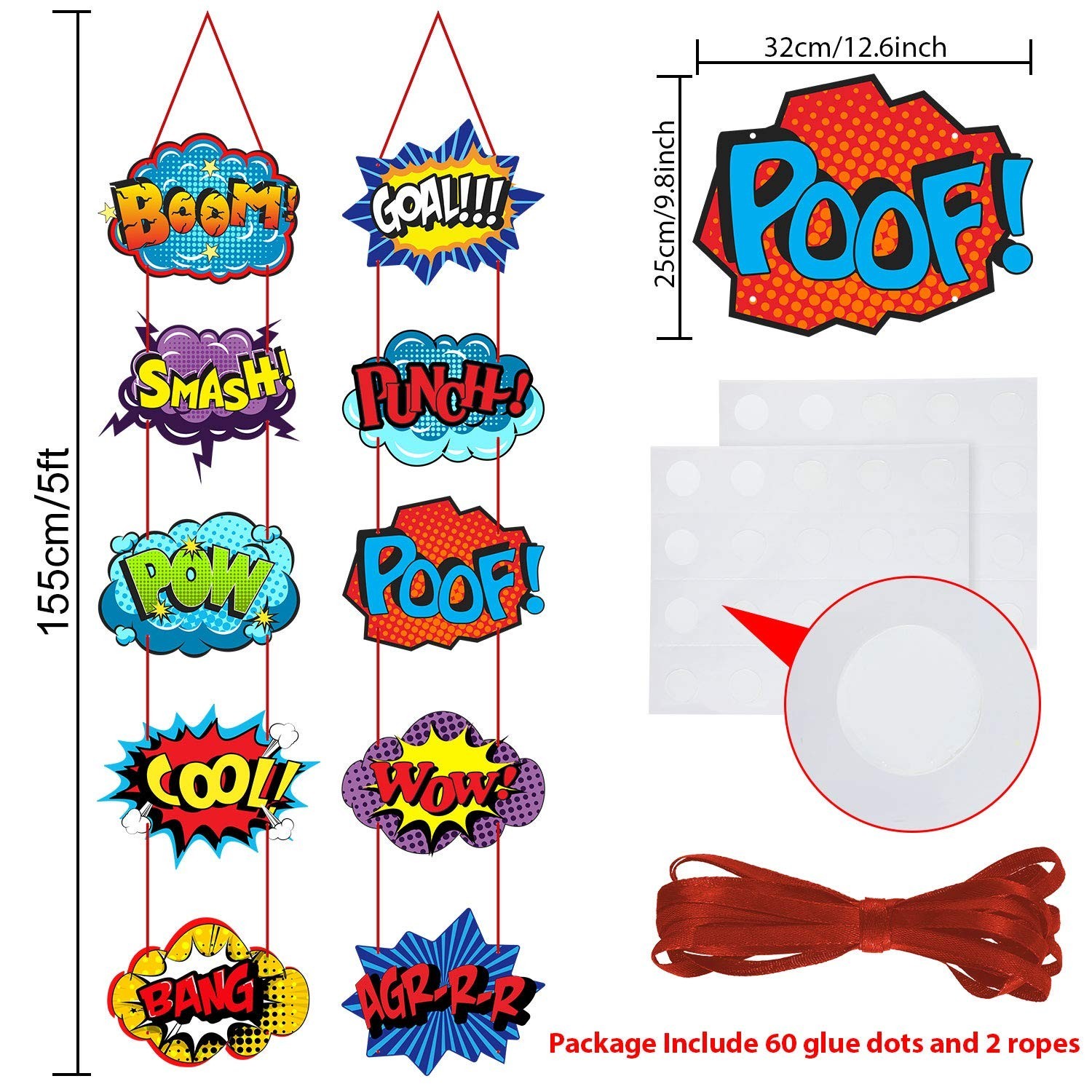Hero Themed Cutouts, Fun Party Supplies, Wall Banner Decor, Multicolor