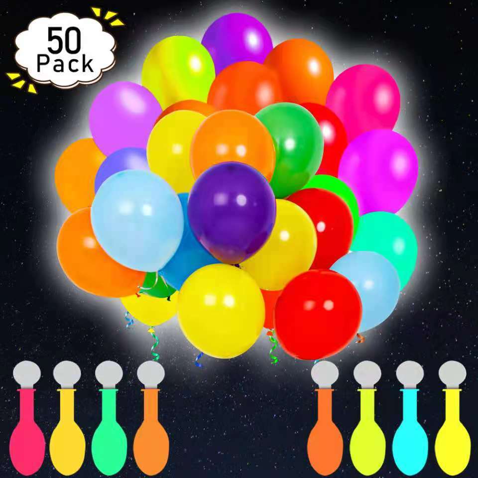 50 Pack Neon LED Balloons – Light Up Balloon PERFECT PARTY Decoration Wedding