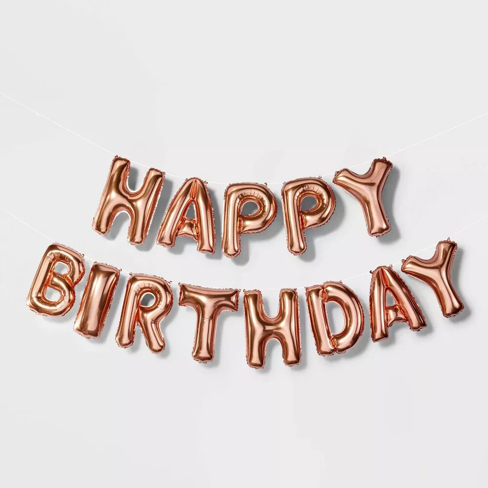 Spritz™ “Happy Birthday” Balloon Rose Gold Banner Kit