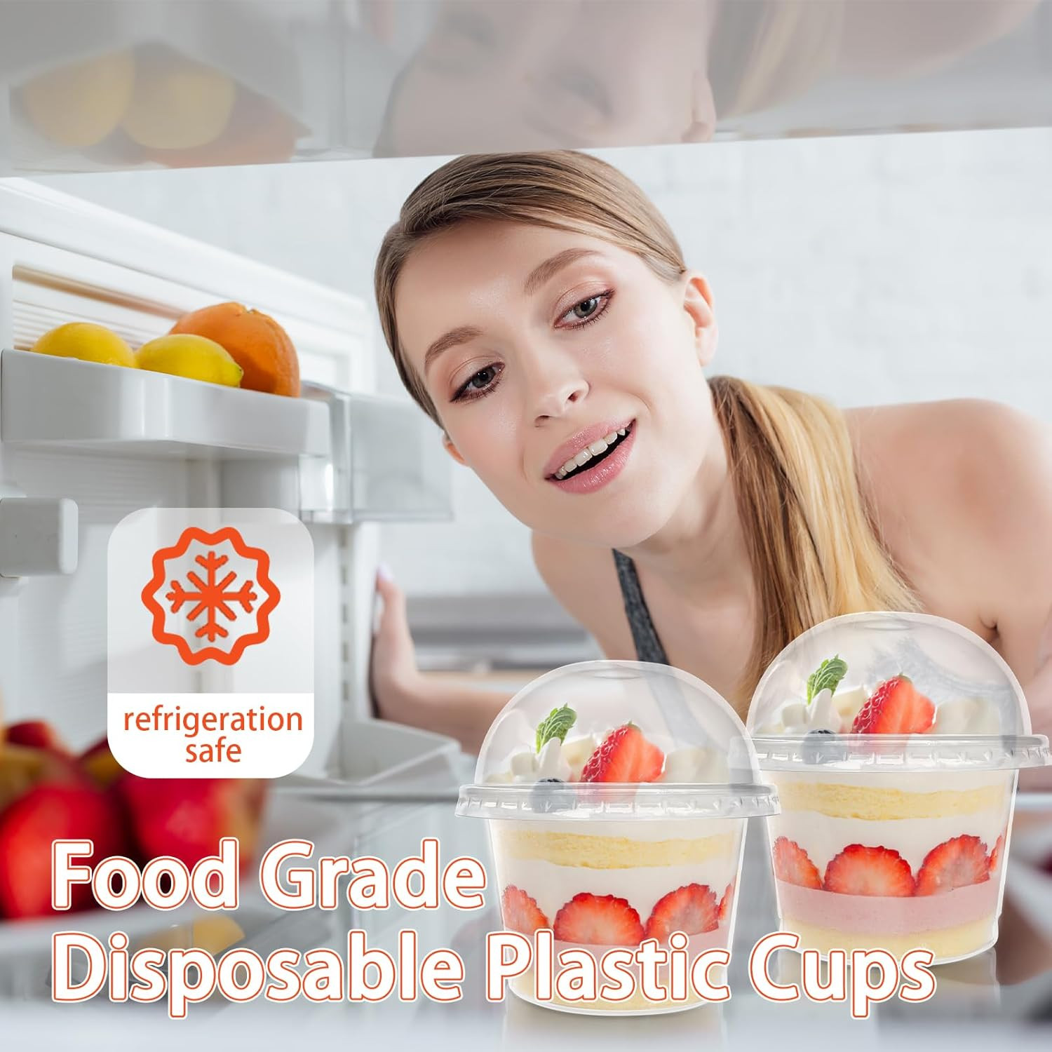 50 Pcs 8 OZ Disposable Plastic Cups with Dome Lids,Clear Dessert Cup,Mini Parfai