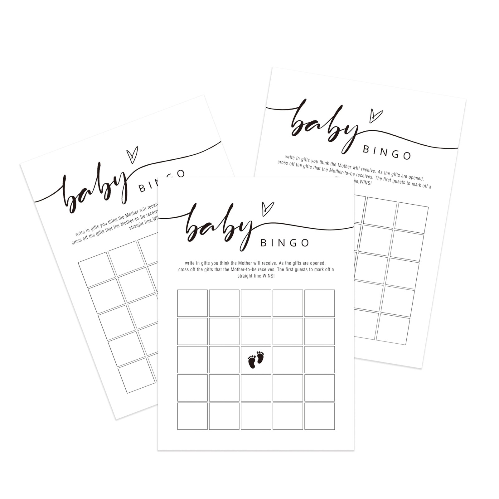 Baby Shower Bingo Cards -Set of 30, Fun Baby Shower Game, Minimalist Baby Sho…