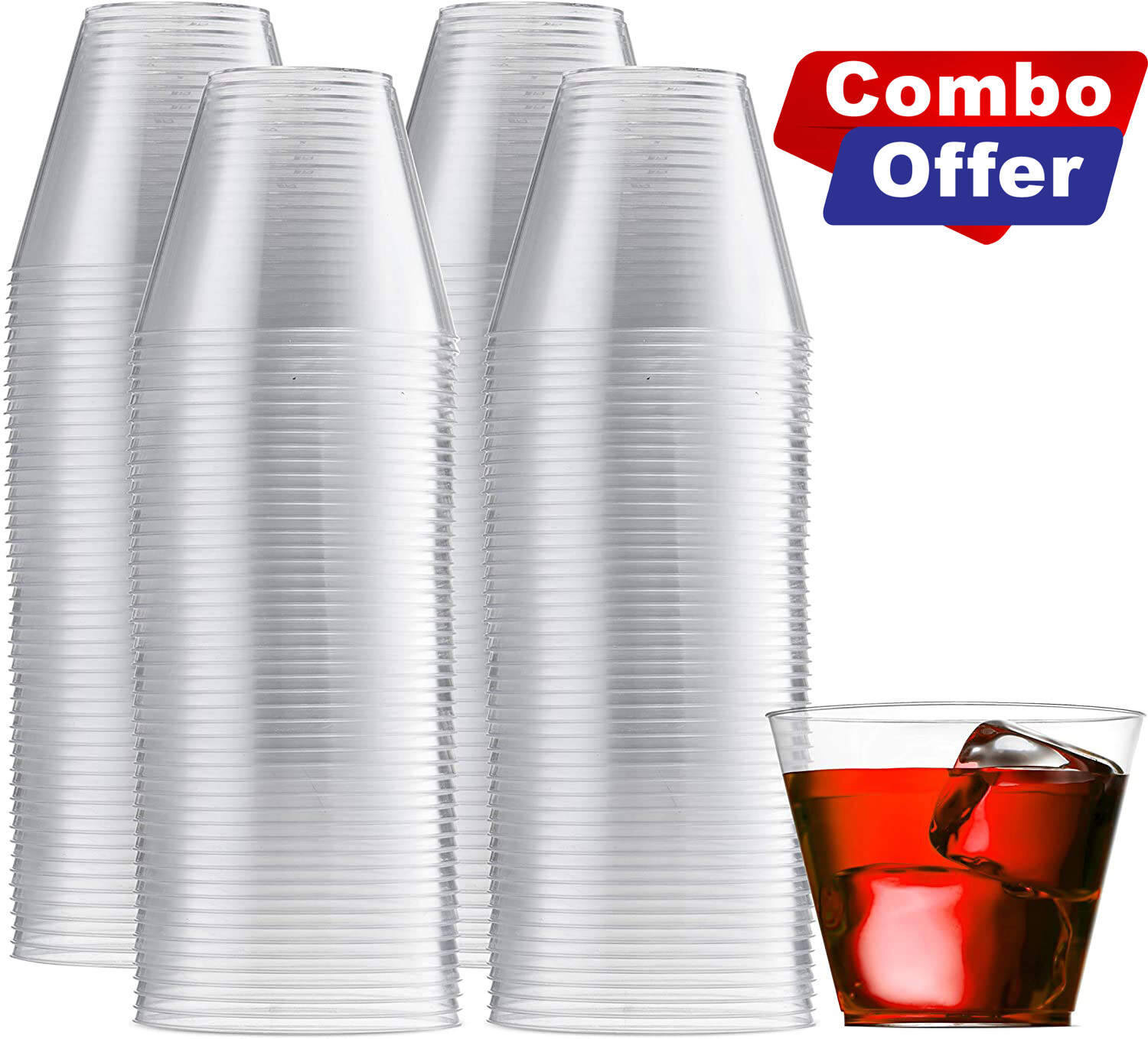 Clear Plastic Cups 9 Oz Old Fashioned Tumblers Fancy Disposable Wedding