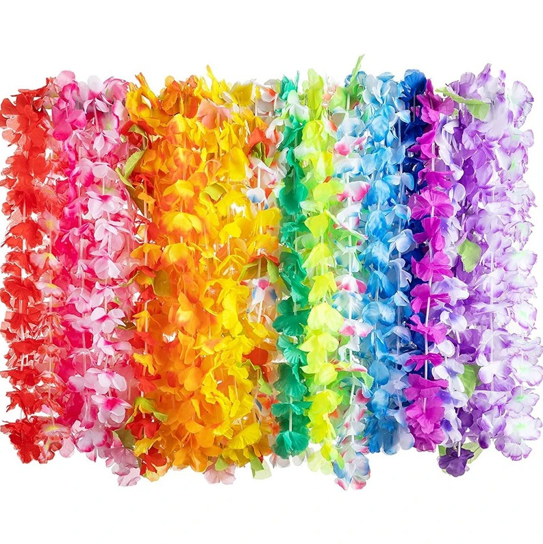 10Pcs Hawaiian Flower Necklaces Tropical Luau Party Wedding Garland