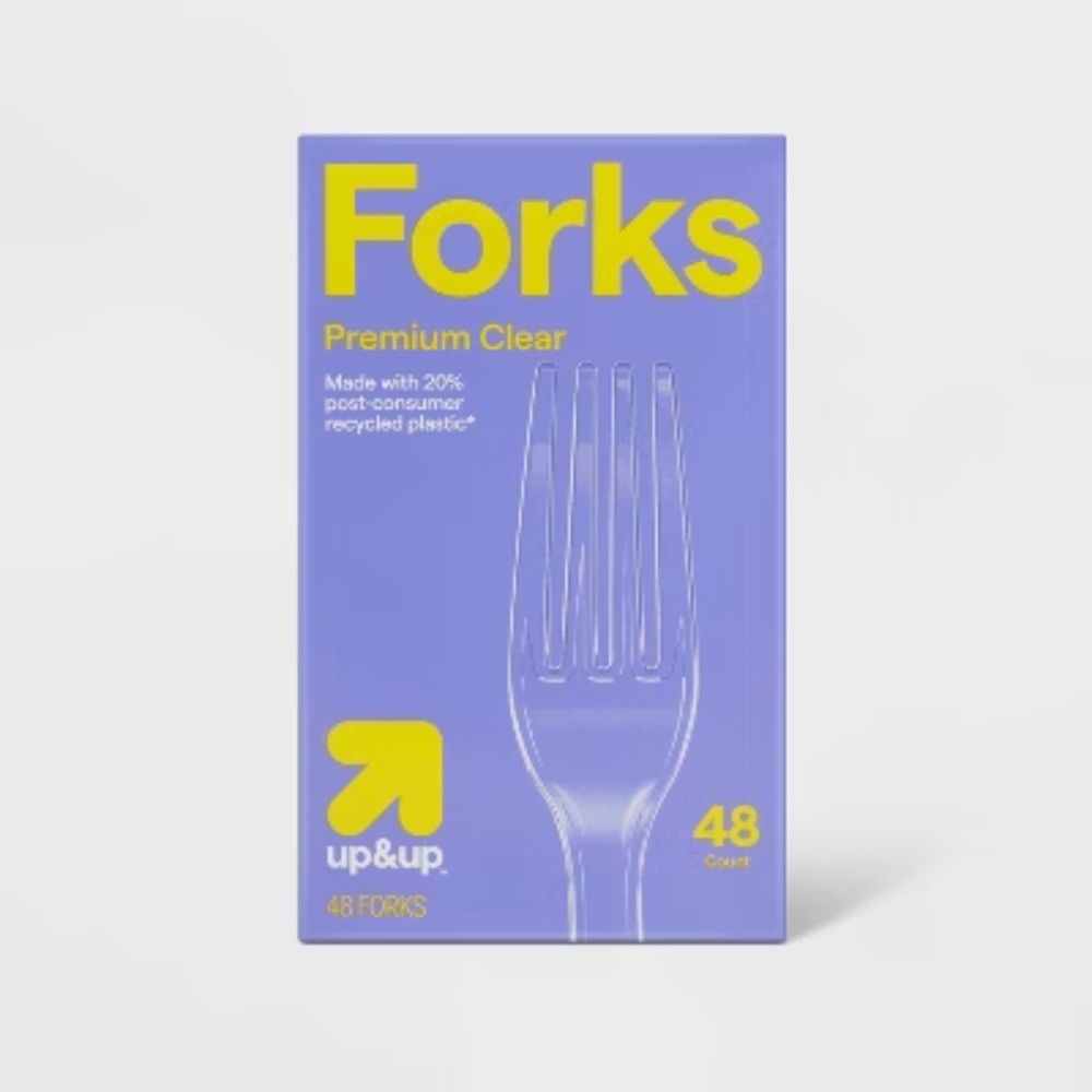 Premium Clear Plastic Forks-48ct :Disposable Flatware,Solid Pattern,7.04″ Length