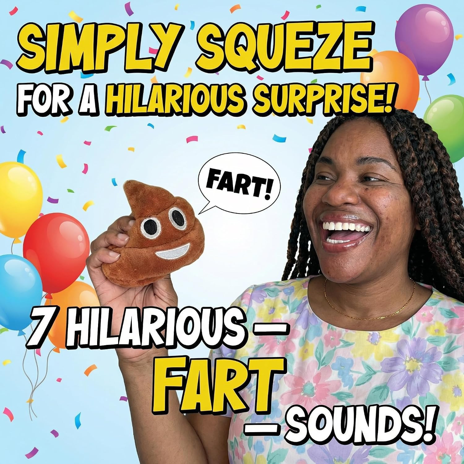 Funny Plush Poop Toy with 7 Fart Sounds – Hilarious Farting Poop Stuffy