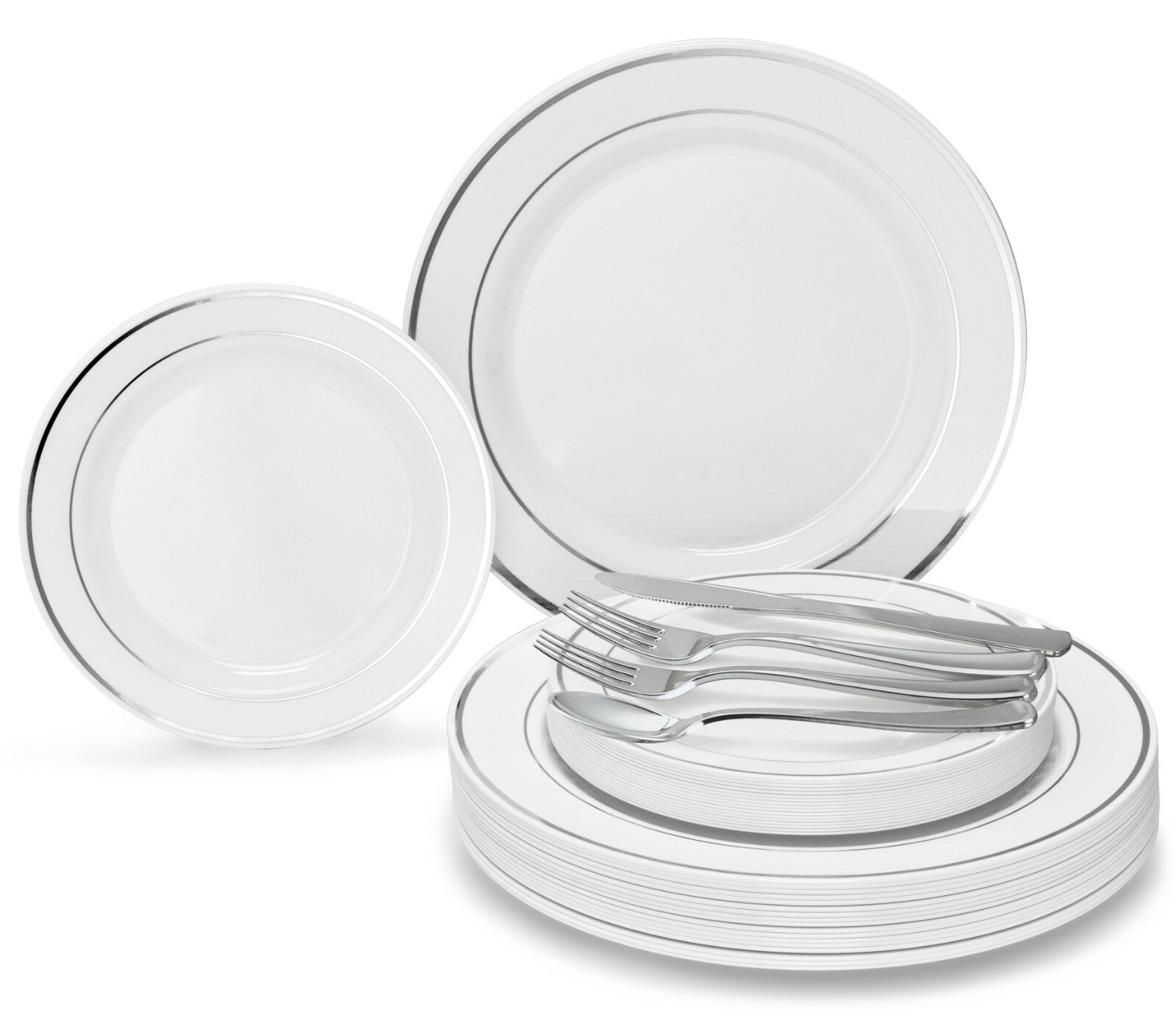 ” OCCASIONS ” Bulk Wedding Party Disposable Plastic Plates & Silverware