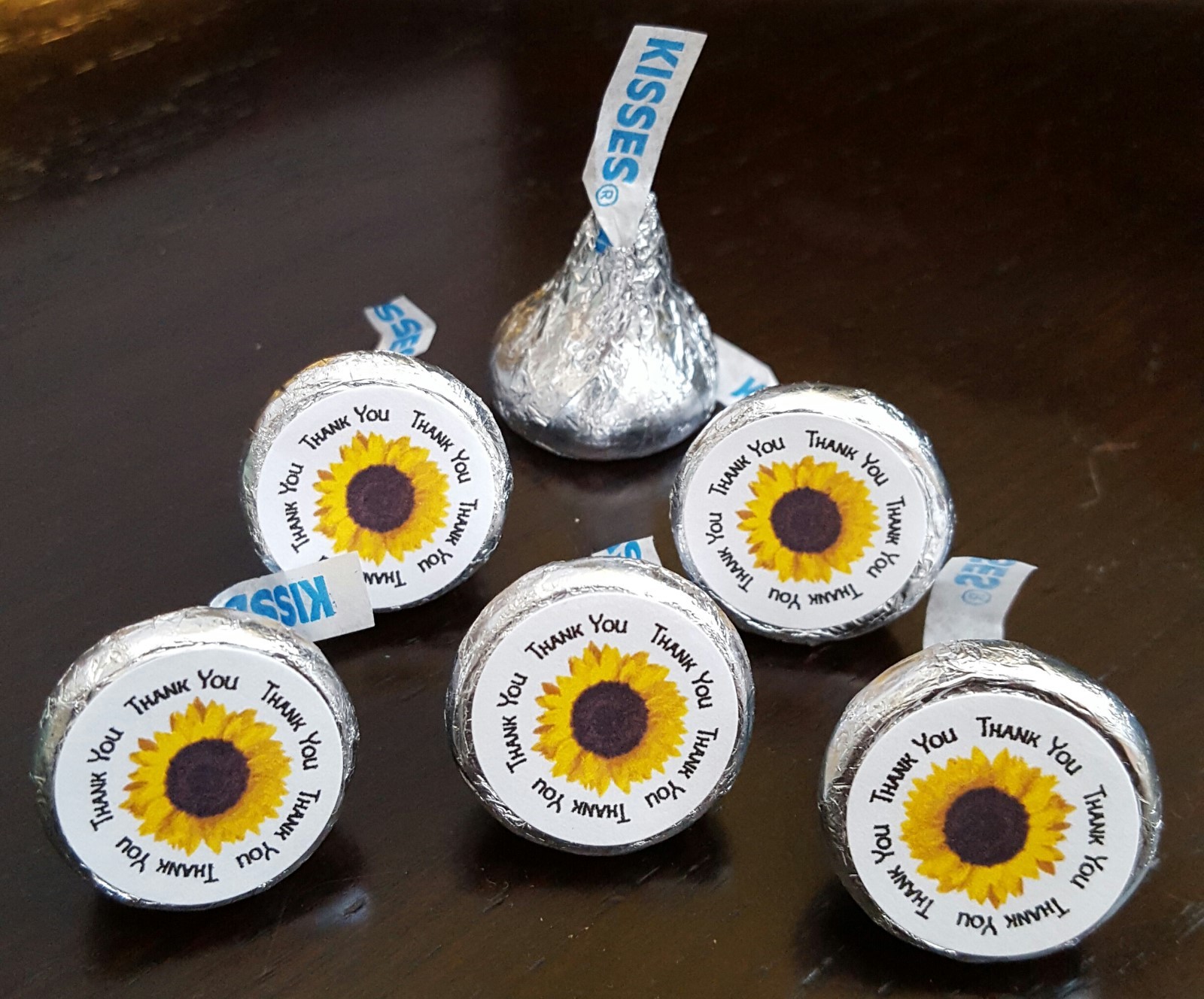 108 Sunflower Personalized Hershey Kisses Labels – Birthday – Wedding – Shower