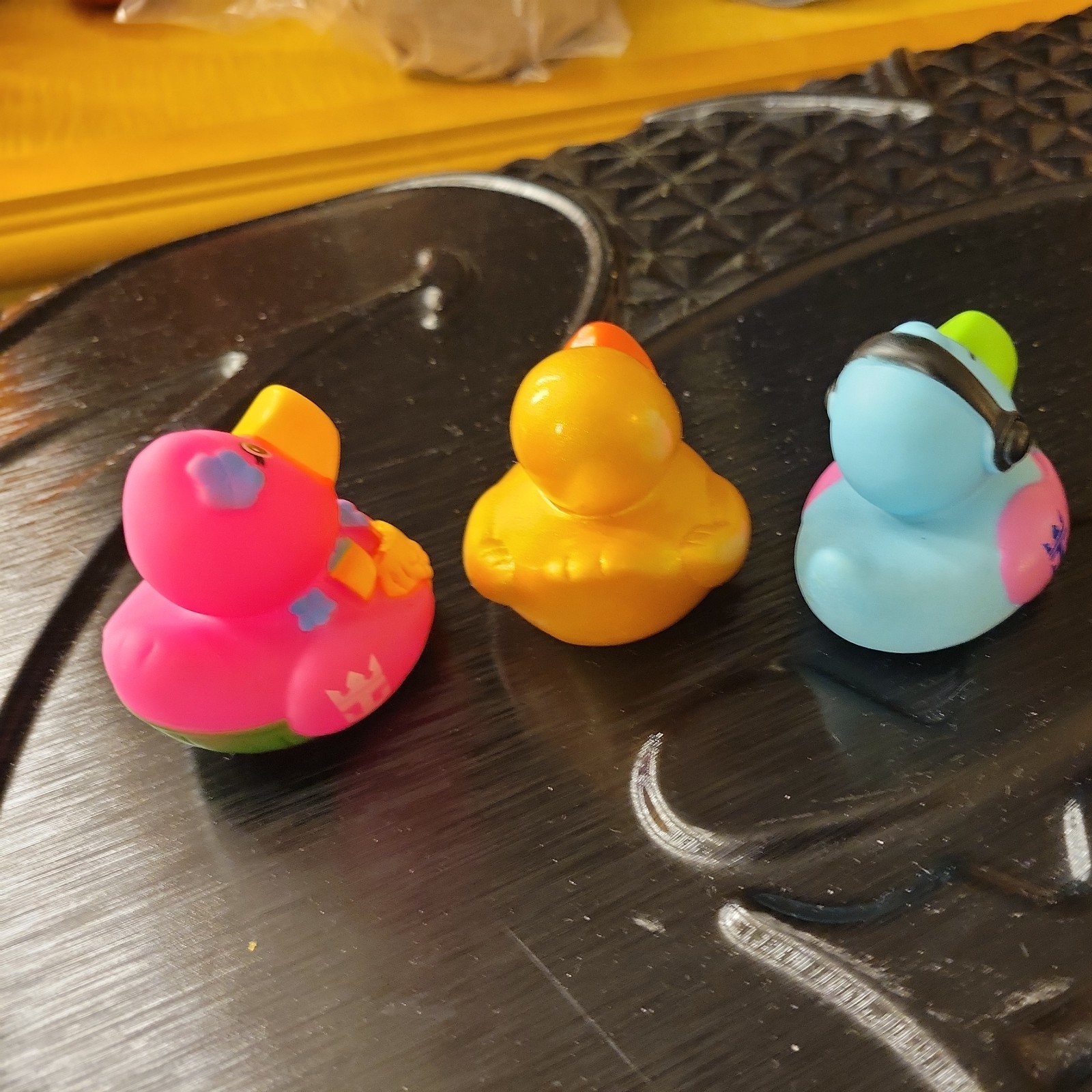 3 x Royal Caribbean yellow Rubber Ducks multi color Cruise 4 inch