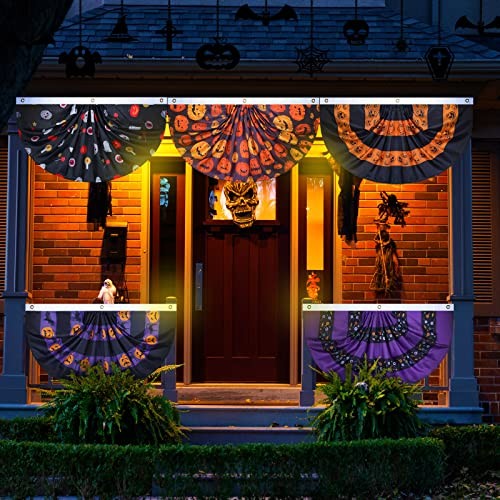 6 Pack Halloween Bunting Flag Halloween Decoration Outdoor Pleated Half Fan